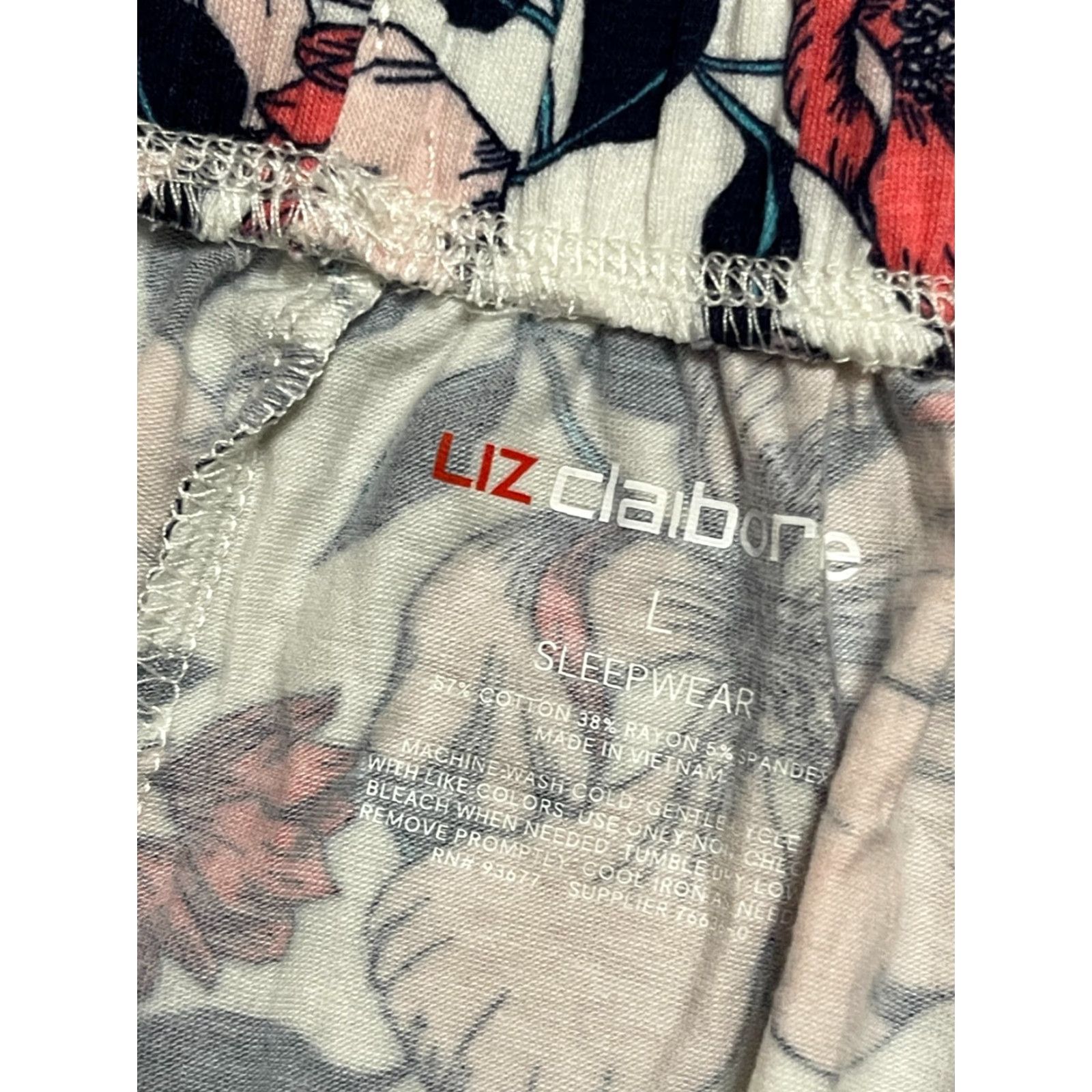 Liz Claiborne Liz Claiborne Womens Large Capris Lounge Pants, Multicolor Floral Sleepwear, Colorful Capris Womens Size 36" / US 14 / IT 50 - 4 Thumbnail