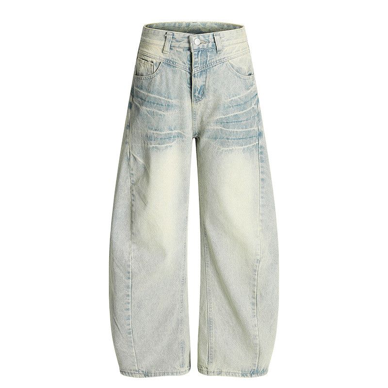 Vintage American retro washed lightning patchwork curved jeans Size US 32 / EU 48 - 1 Thumbnail