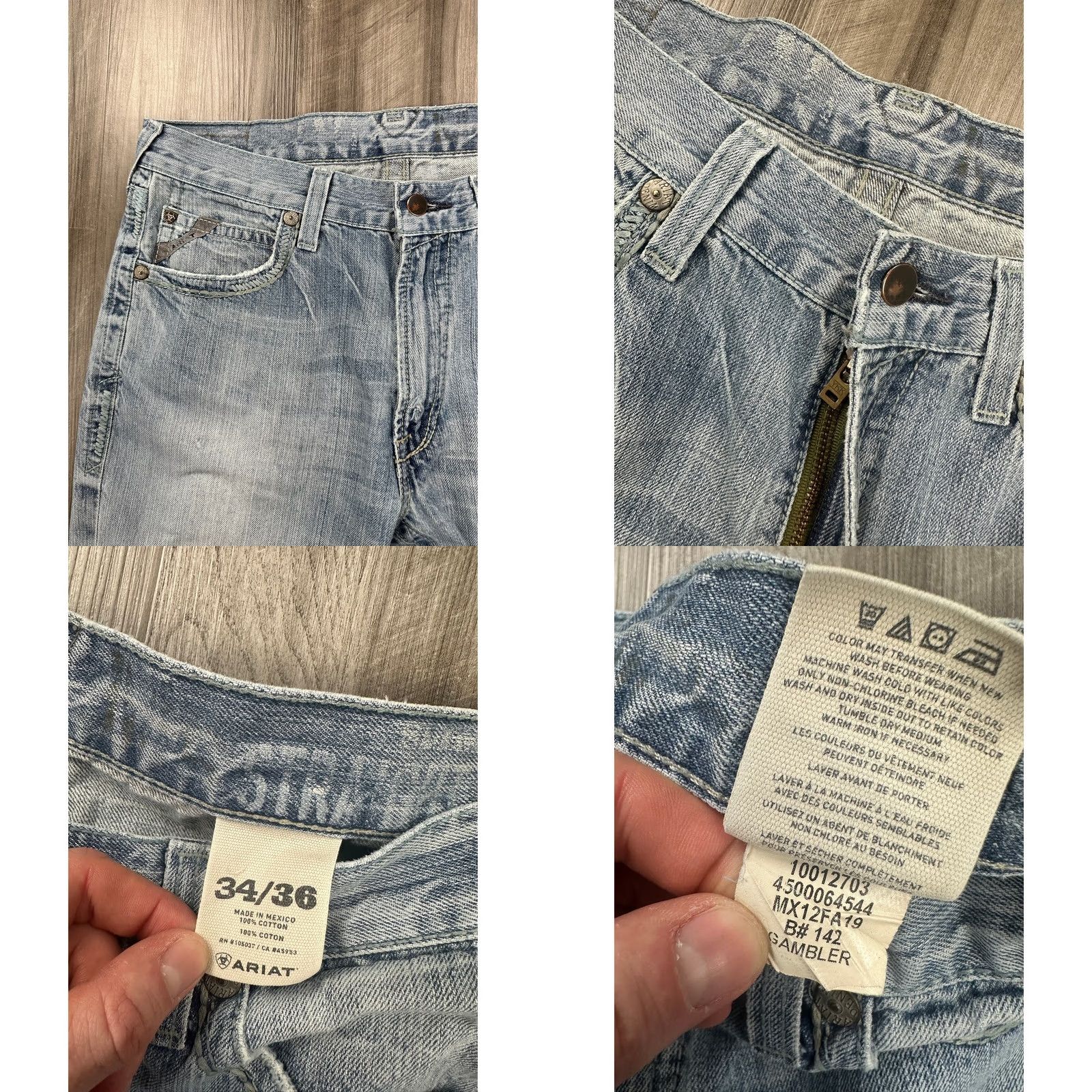 Ariat Ariat M5 Straight Gambler Stackable Jeans 34x36 Light Wash Men’s Size US 34 / EU 50 - 8 Thumbnail