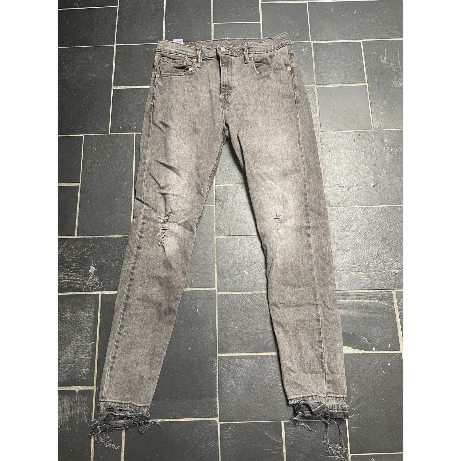 Levi's Levi Grey Distressed Water Resistant Denim Jeans 32 x 32 Size US 32 / EU 48 - 2 Thumbnail