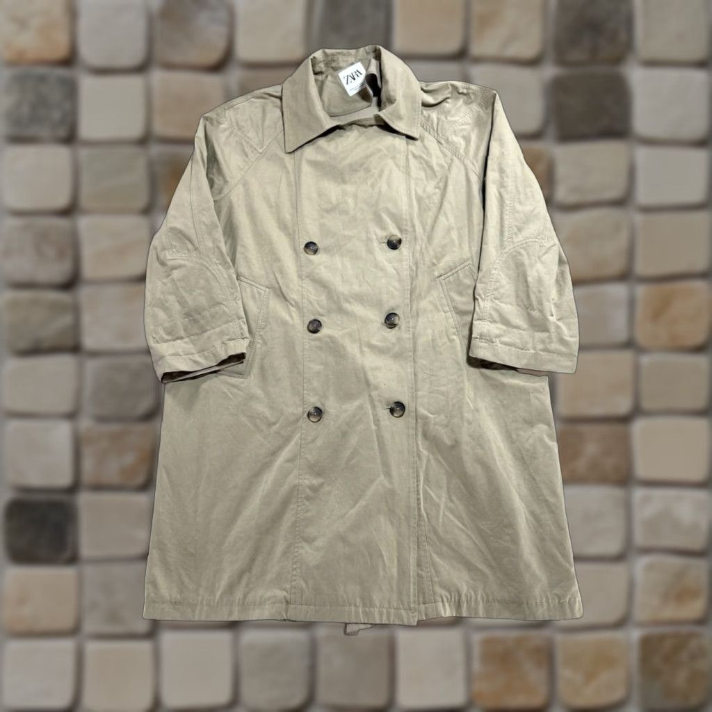 Zara Zara Trench Coat Womens XS Beige Lined Double Breated Raglan Sleeve Waterproof Coat Size XS / US 0-2 / IT 36-38 - 1 Thumbnail