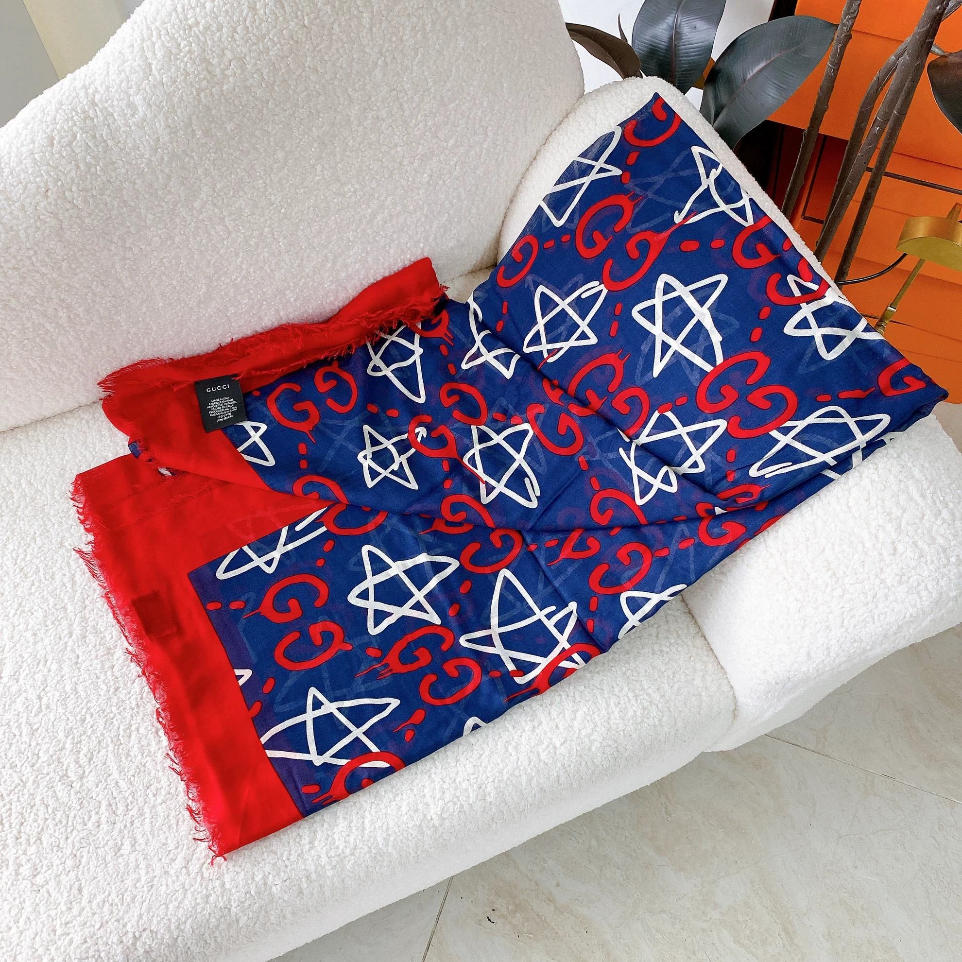 Gucci Gucci Double G Star Logo Scarf 140x140cm 2296 Size ONE SIZE - 3 Thumbnail