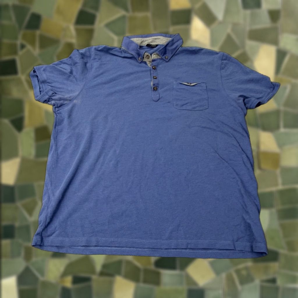 Ted Baker Ted Baker London Polo Shirt 3XL Mens Blue Button Down Collar Pocket Contrast Size US XXL / EU 58 / 5 - 1 Thumbnail