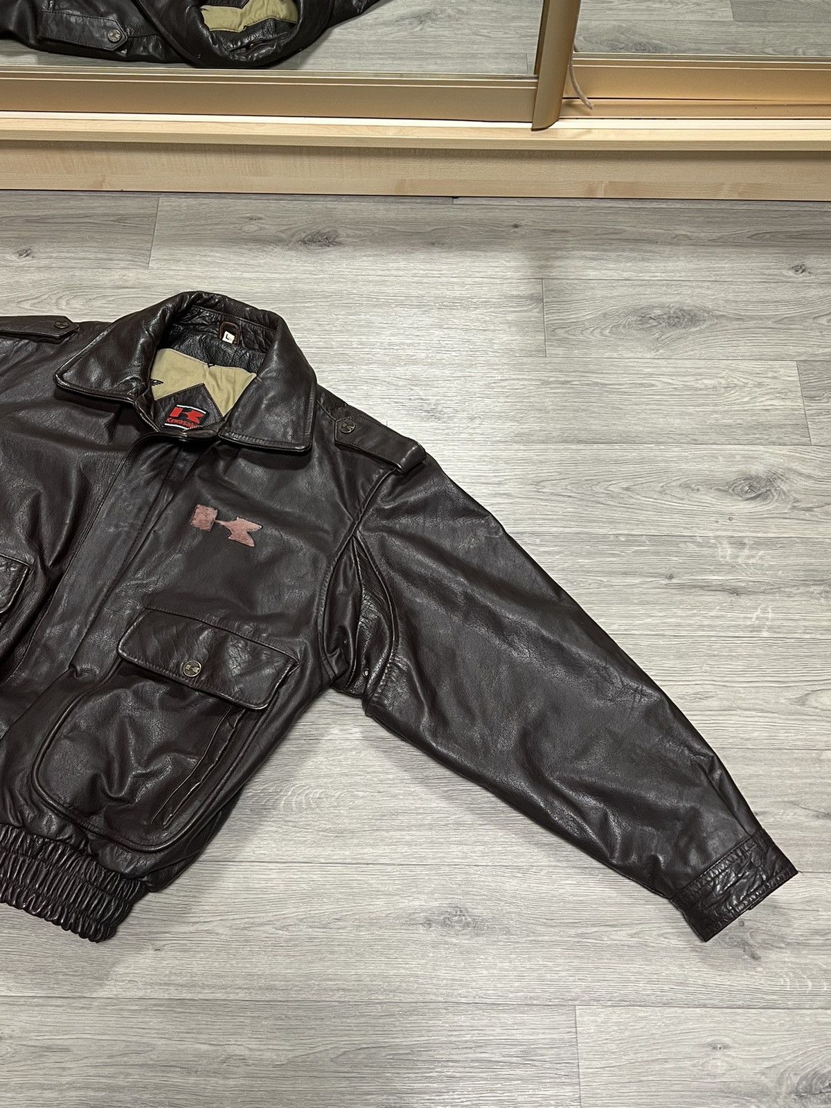 Vintage Kawasaki vintage leather aviator jacket Size US L / EU 52-54 / 3 - 4 Thumbnail