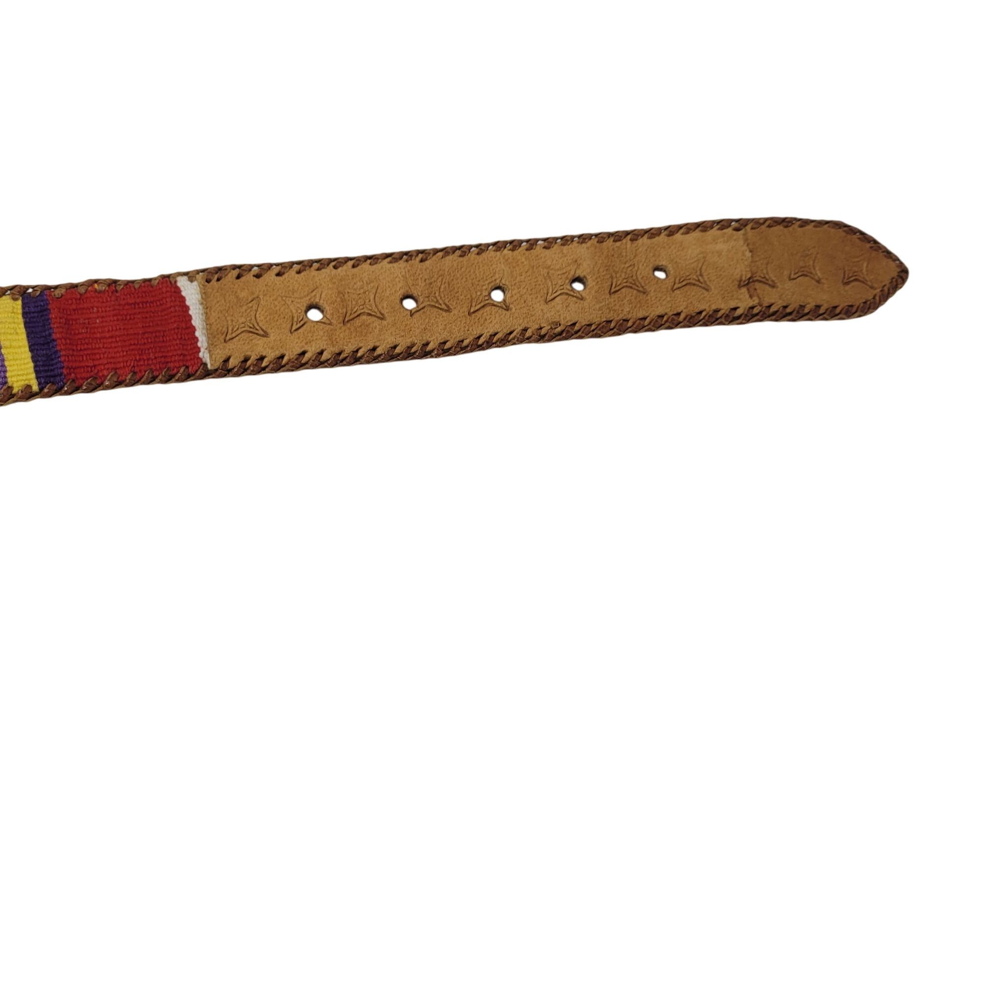 Vintage Vintage Handwoven Leather Patchwork Textile Belt M Southwest Size ONE SIZE - 11 Thumbnail