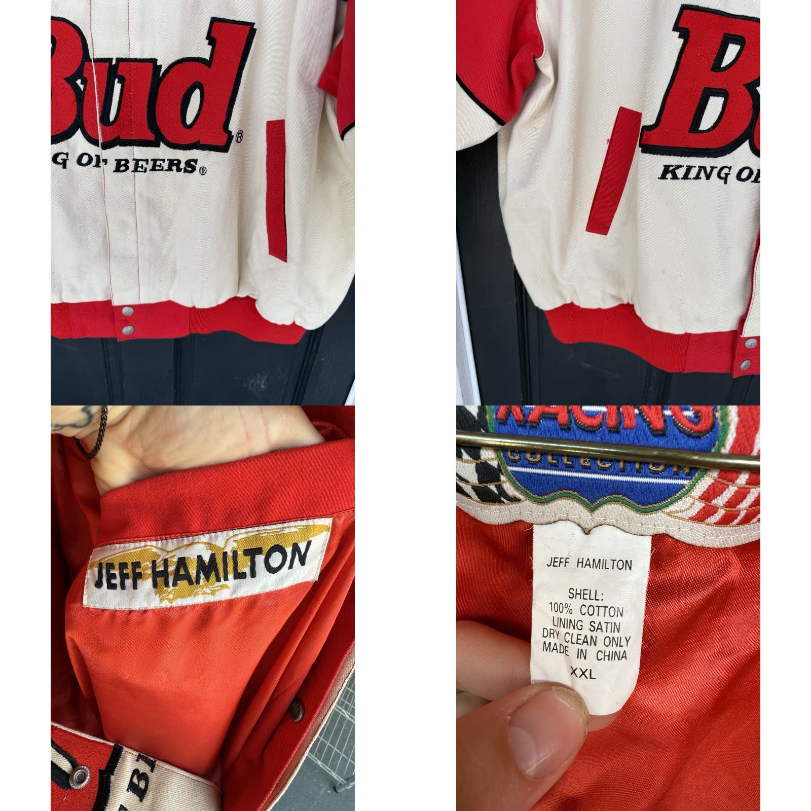 Budweiser VINTAGE Budweiser King Of Beers Jeff Hamilton NASCAR Jacket Mens Size XXL Red Bomber Jacket Be a beer theme Racing Casual Size US XXL / EU 58 / 5 - 8 Thumbnail