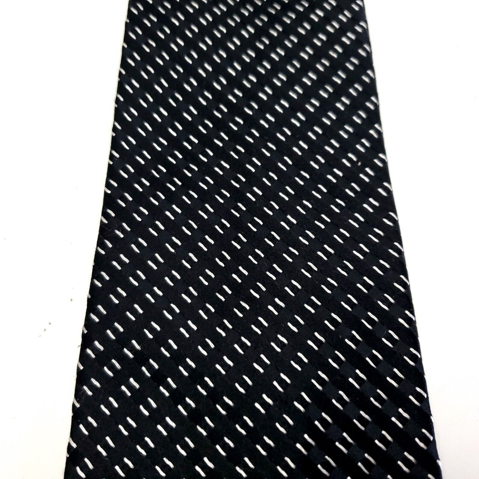 Michael Kors Michael Kors Black Check Woven Silk Tie Size ONE SIZE - 2 Thumbnail
