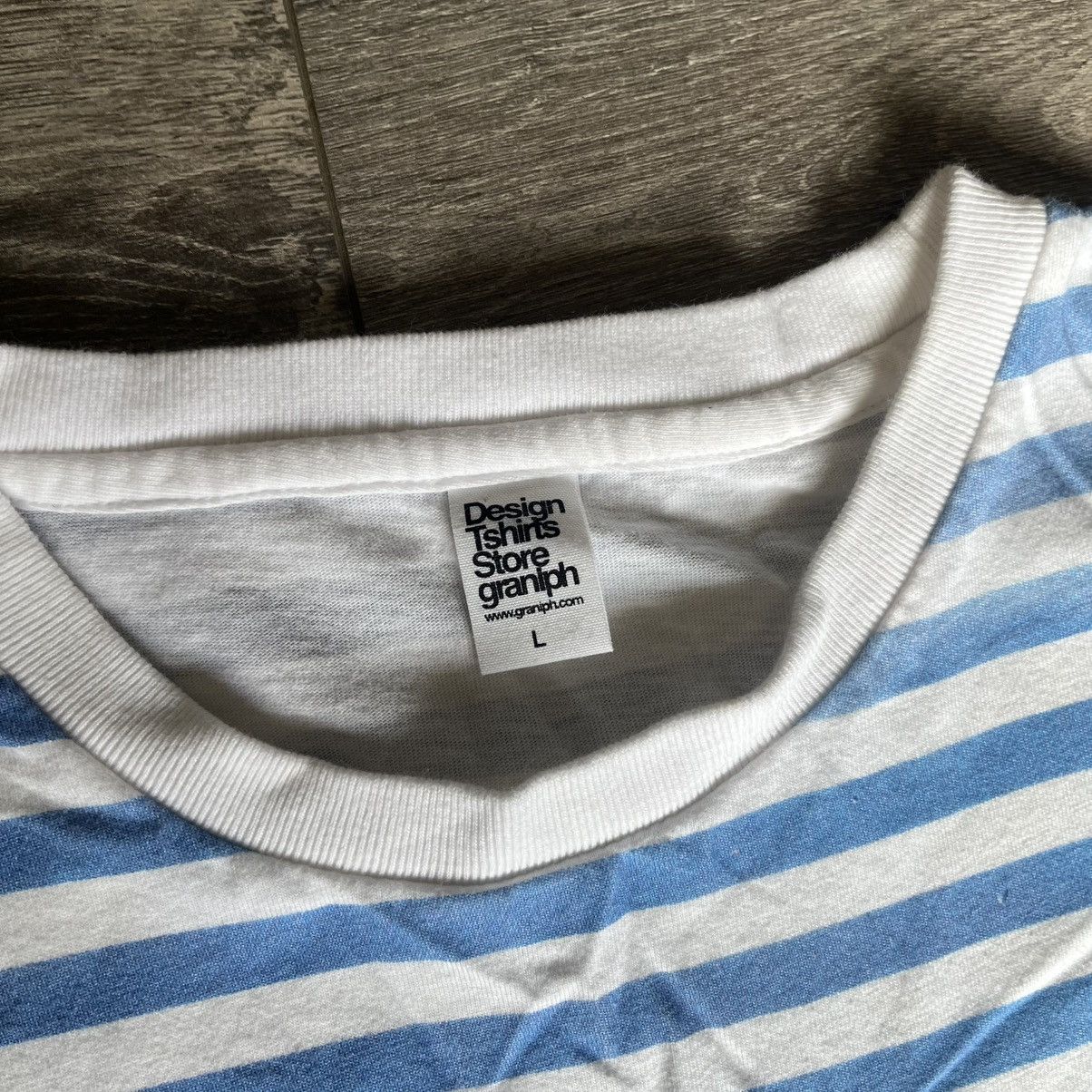Japanese Brand Vintage 2000s Graniph Indigo Iridescent Striped T Shirt Y2K Size US L / EU 52-54 / 3 - 5 Thumbnail