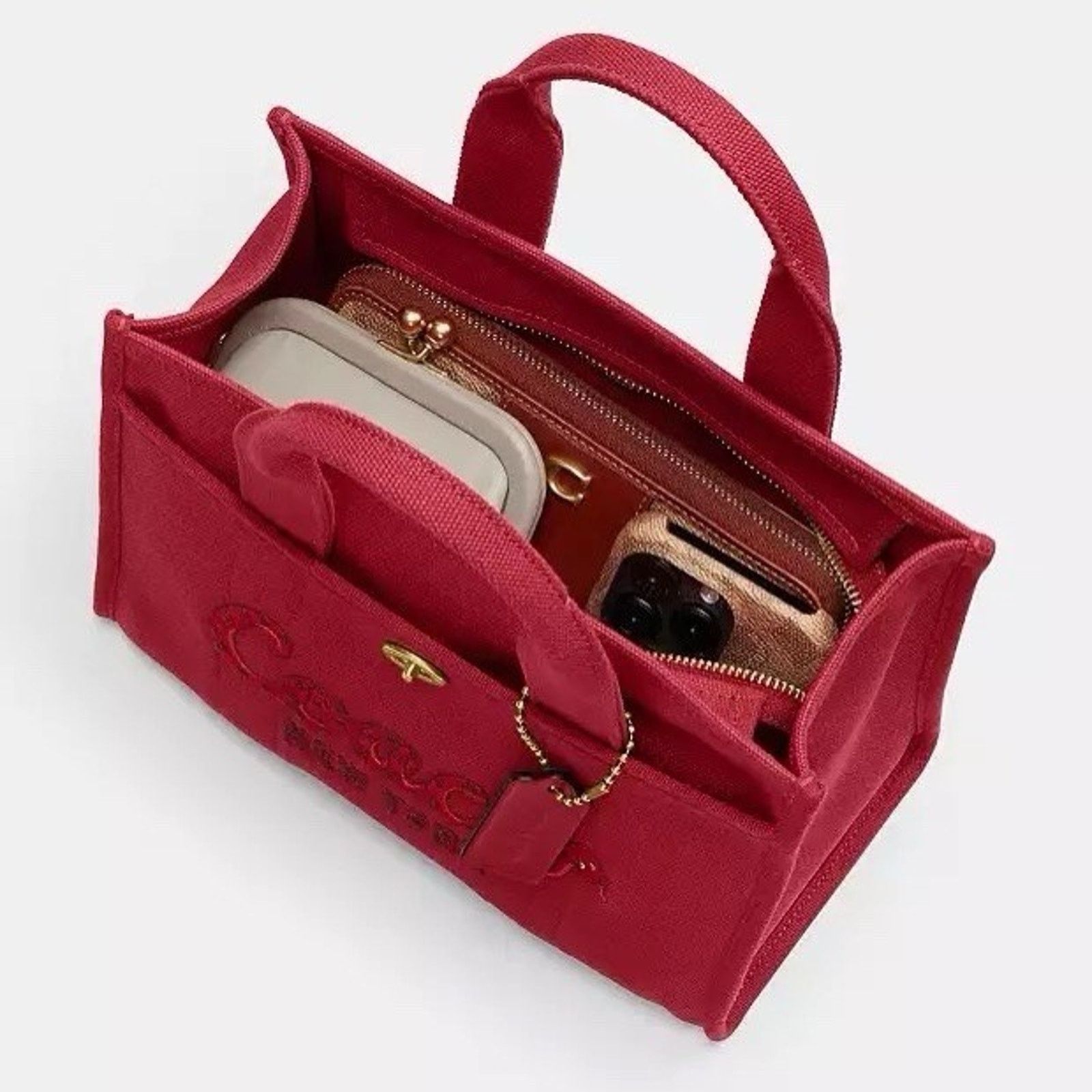 Coach NWT Coach New Year Cargo Tote, Bag Snake Logo Brass/Ruby Size ONE SIZE - 10 Thumbnail