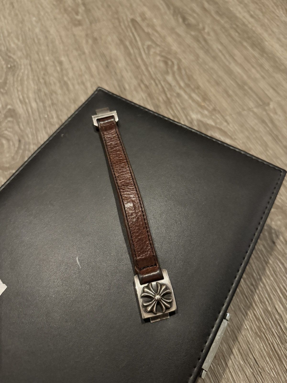 Chrome Hearts Chrome Hearts Brown Leather Harness Clasp Bracelet Silver Size ONE SIZE - 3 Thumbnail