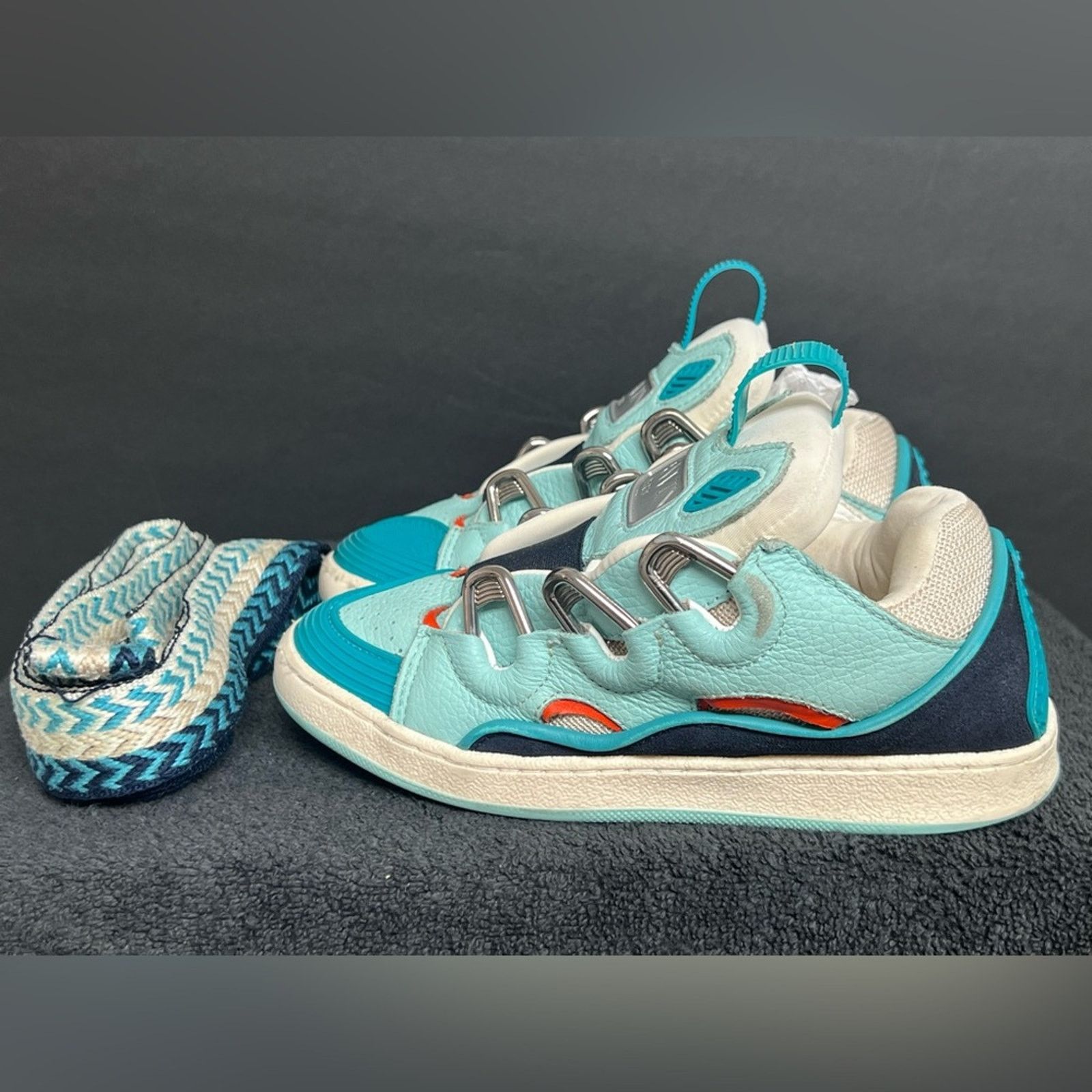 LANVIN Curb Leather Chunky Sneakers, 33 US RETAIL $554