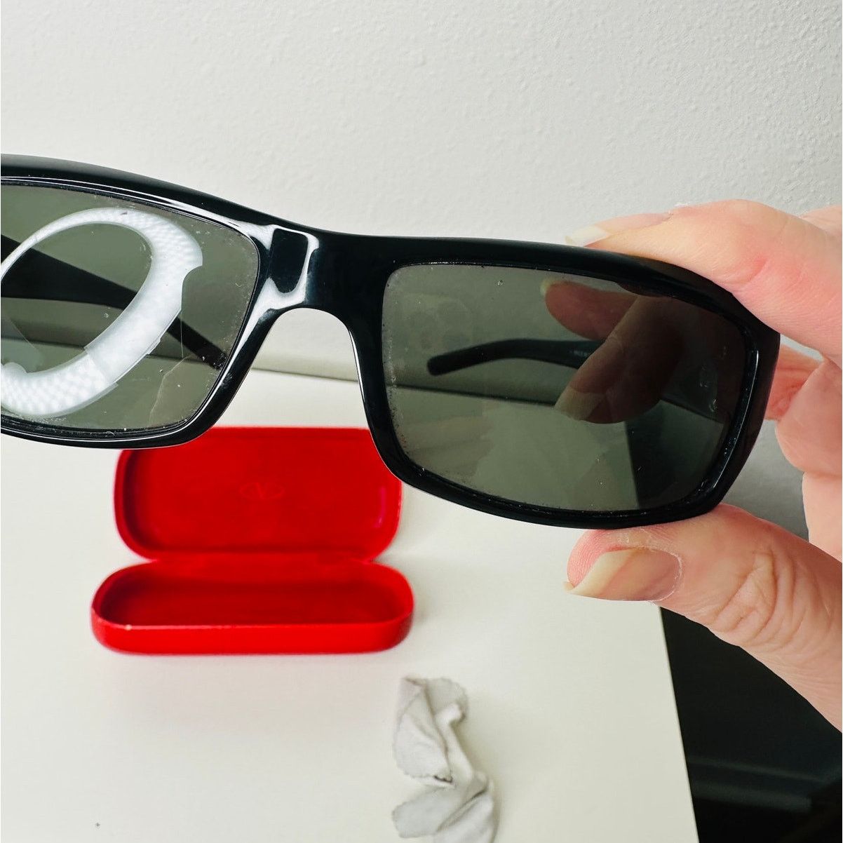 Valentino Valentino Black Sunglasses Silver & Blue Bead Embellishment Size ONE SIZE - 2 Thumbnail