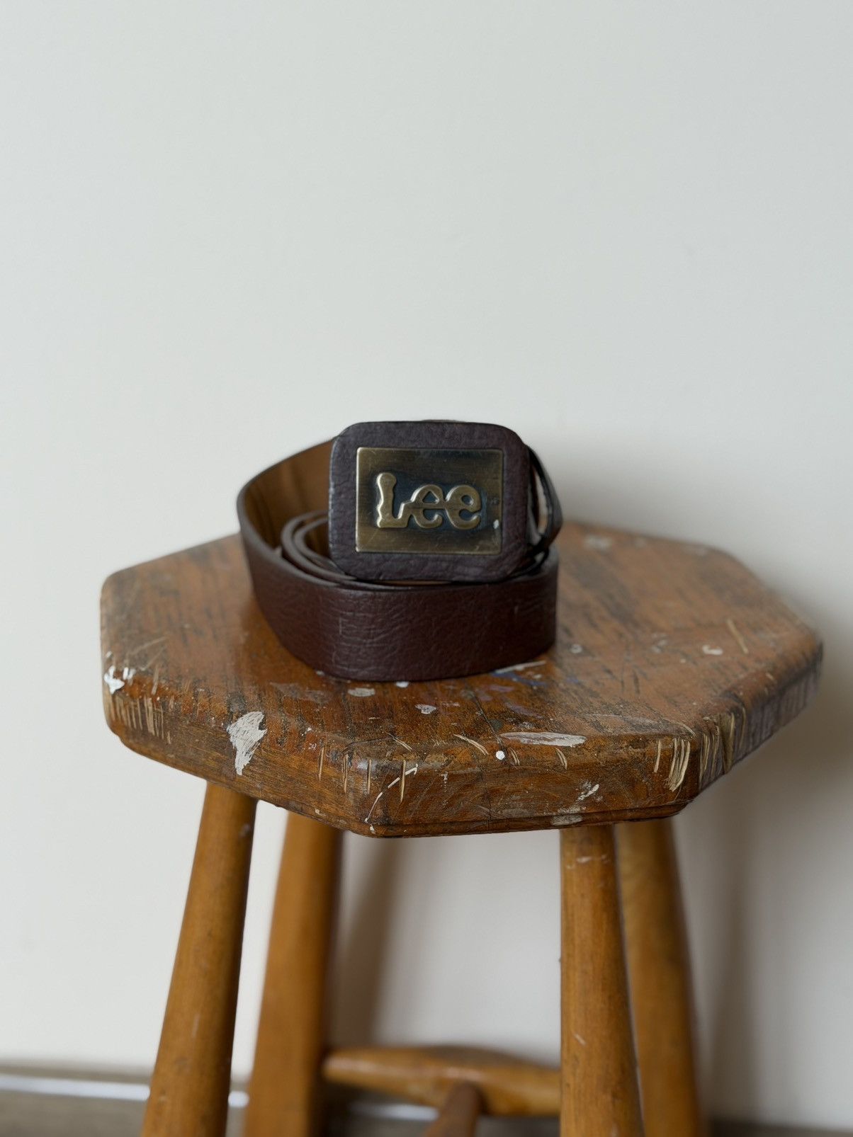 Japanese Brand VTG Lee Streetwear 90s Leather Brown Metal Logo Y2k belt Size ONE SIZE - 1 Thumbnail