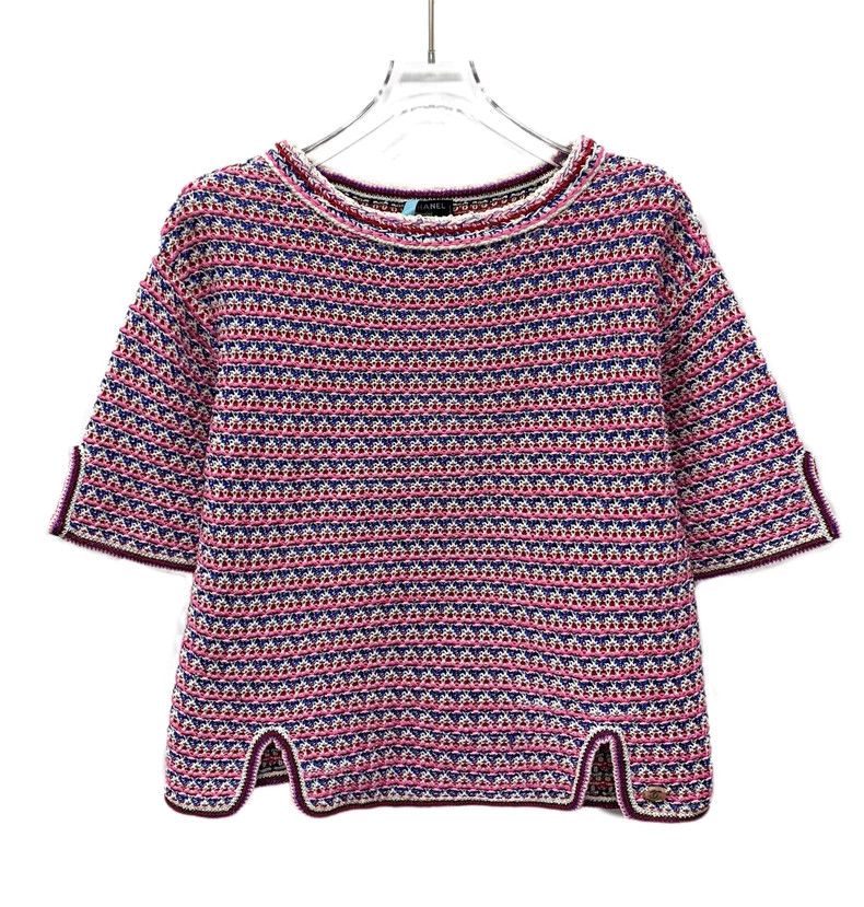 Chanel Chanel Current Series Pink Crochet Cotton Round Neck Short Size XS / US 0-2 / IT 36-38 - 1 Thumbnail