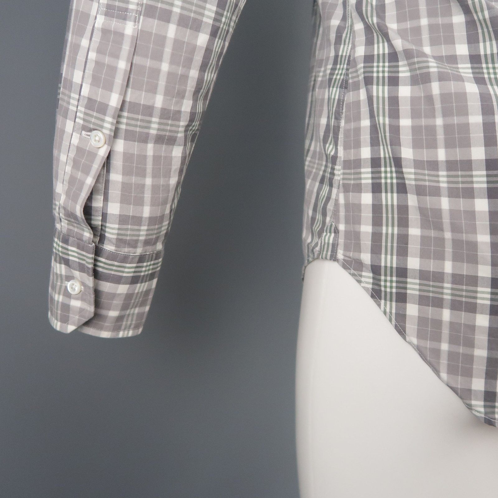 Thom Browne Size S Grey Plaid Cotton Button Down Long Sleeve Shirt Size US S / EU 44-46 / 1 - 7 Thumbnail