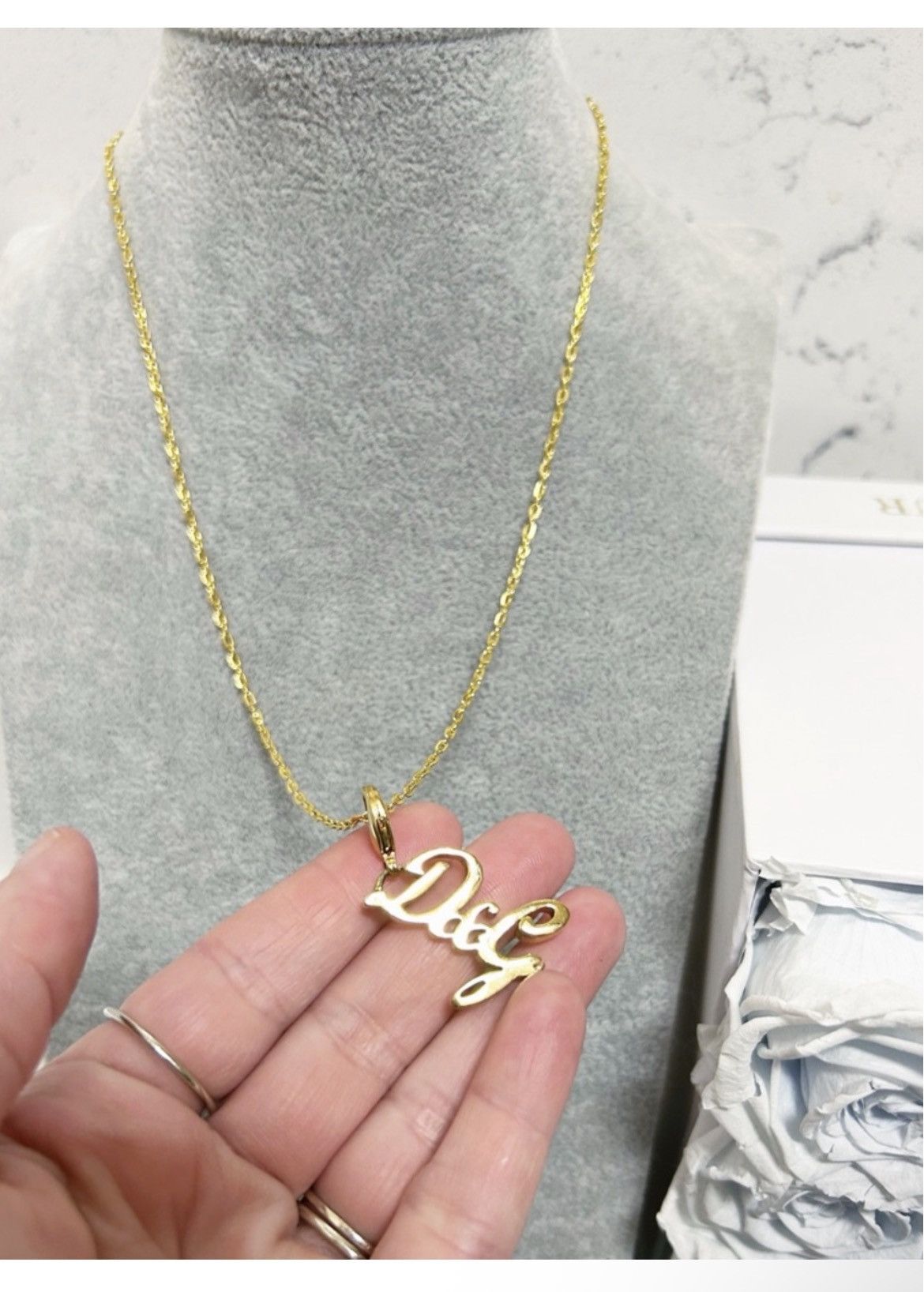 Dolce & Gabbana Authentic Dolce & Gabbana RARE Gold Cursive Logo DG Necklace Size ONE SIZE - 5 Thumbnail