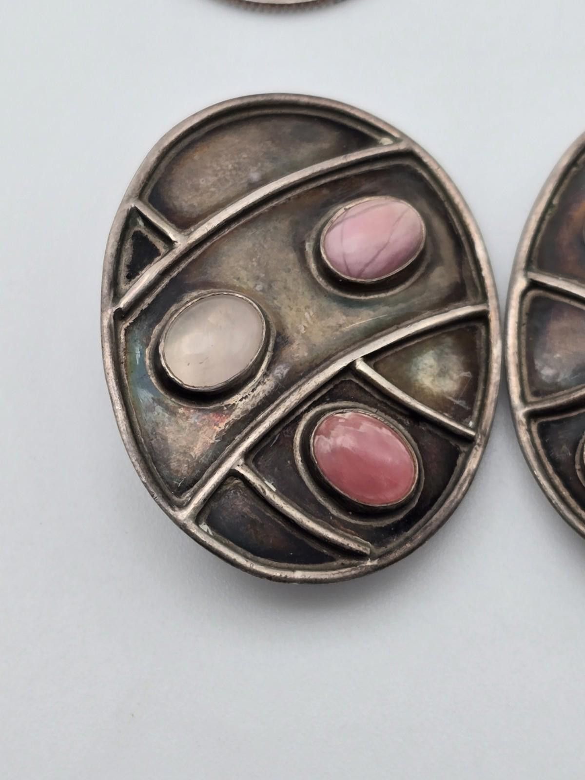 The Unbranded Brand Modernist Sterling Clip-On Earrings Pink Stone Rose Quartz Size ONE SIZE - 3 Thumbnail