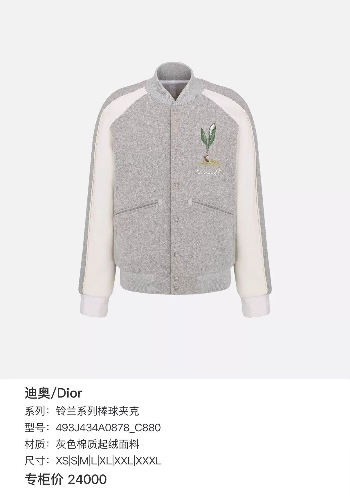 Dior DIOR 25 Gray XS Pilot Lily of the Valley Embroidery Near New Size US XS / EU 42 / 0 - 7 Thumbnail
