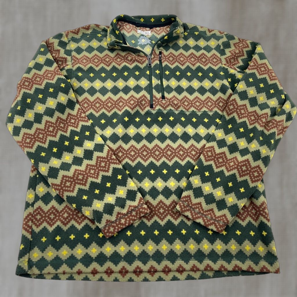 Vintage Duluth Sweater Men Large Green Fleece Pullover 1/4 Zip Vintage? No Size US L / EU 52-54 / 3 - 1 Thumbnail
