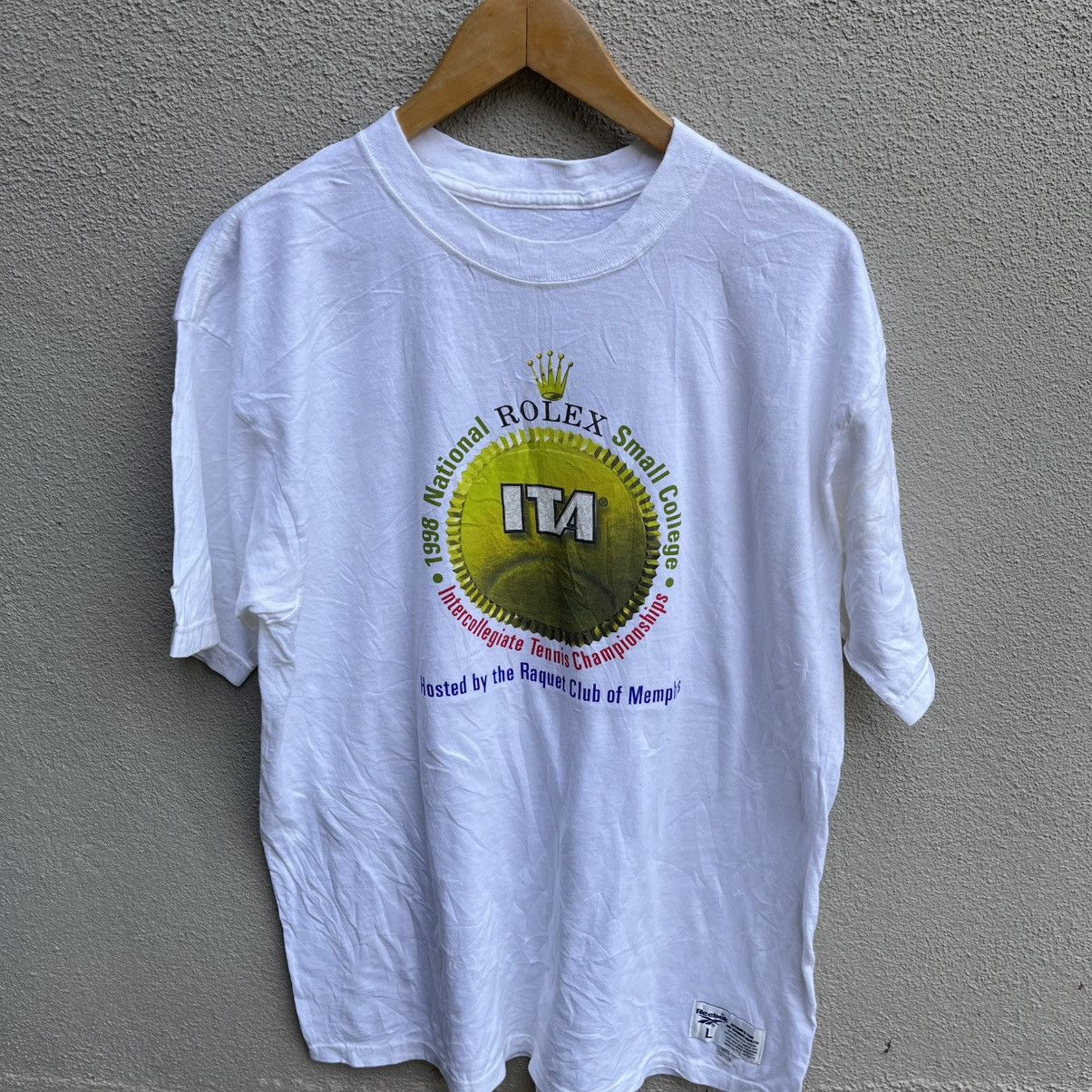 Vintage Vintage 90s ROLEX sponsor tee ITA tennis championship Size US XL / EU 56 / 4 - 2 Thumbnail