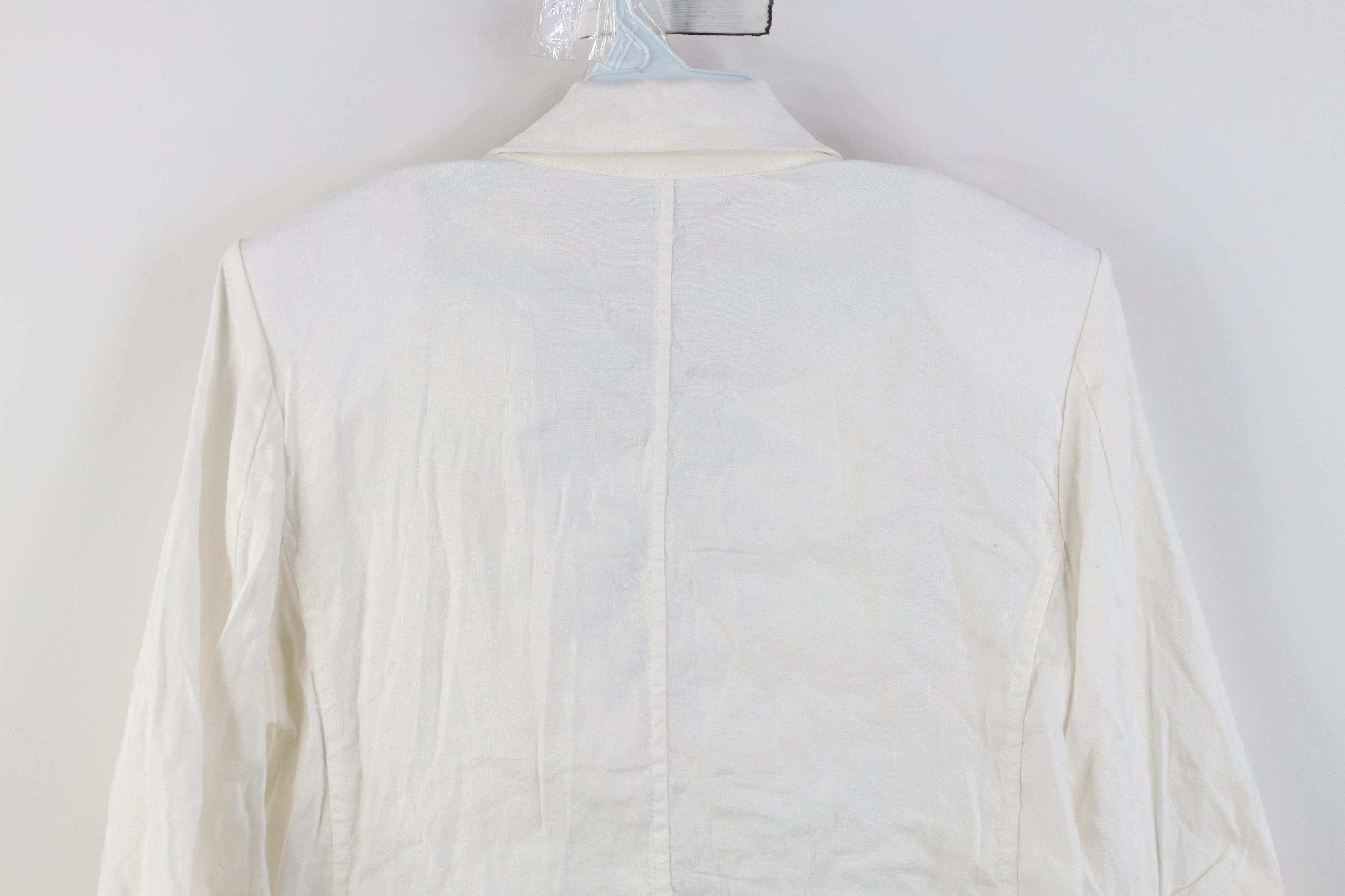 Chicos New Chicos One Button Stretch Linen Blazer Jacket Coat White Size S / US 4 / IT 40 - 15 Thumbnail
