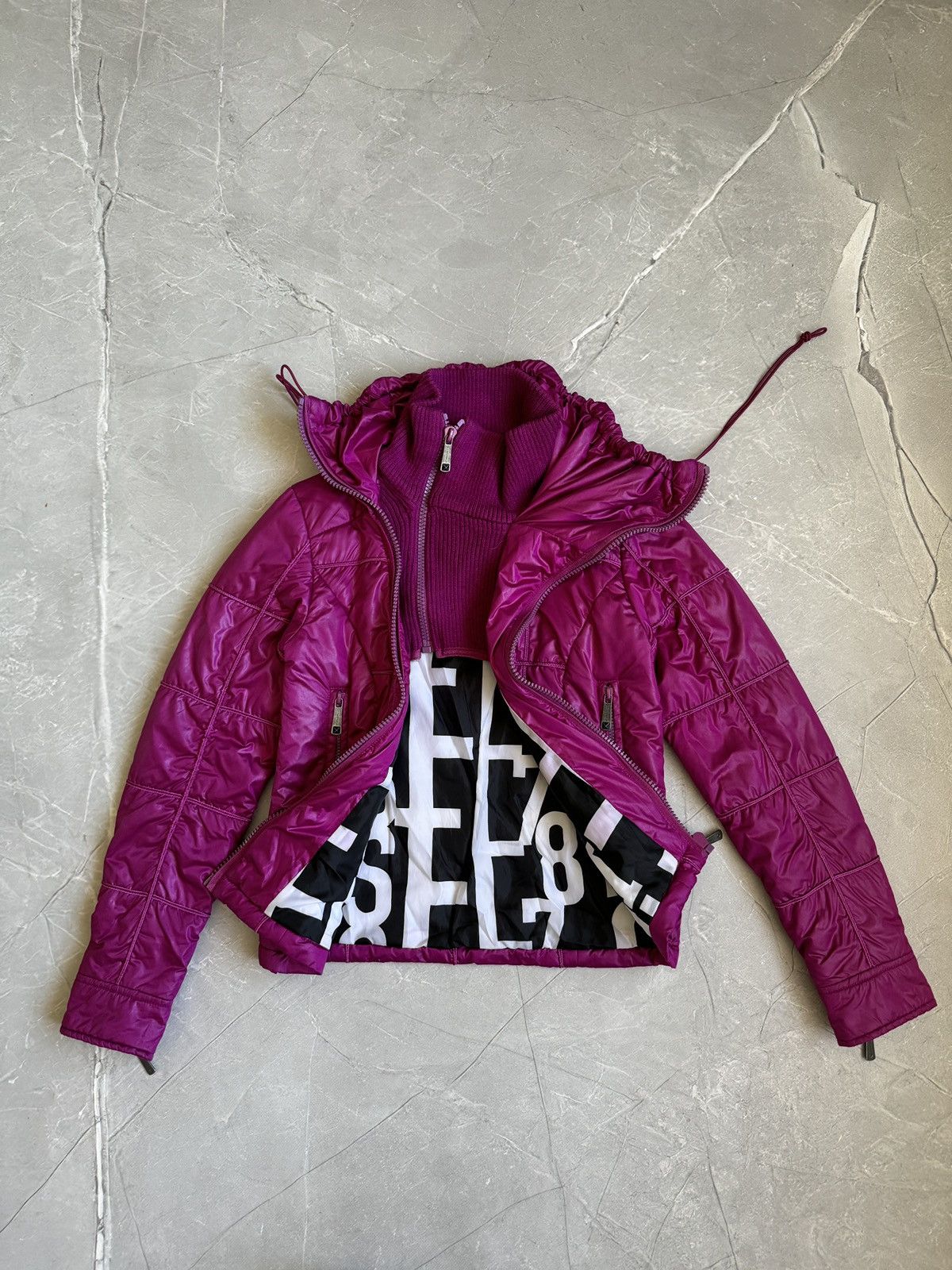 Diesel Rare Diesel Vintage High Neck Asymmetrical Bomber Jacket Size XS / US 0-2 / IT 36-38 - 4 Thumbnail