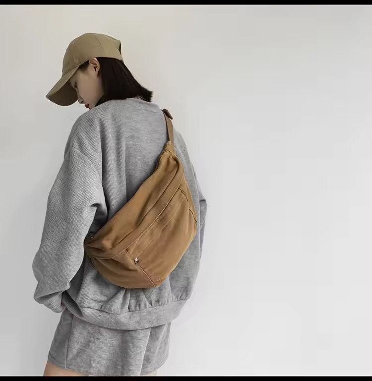 Japanese Brand Canvas Sling Bag Hip Cross Body Waist Fanny Pack y2k alt Size ONE SIZE - 4 Thumbnail