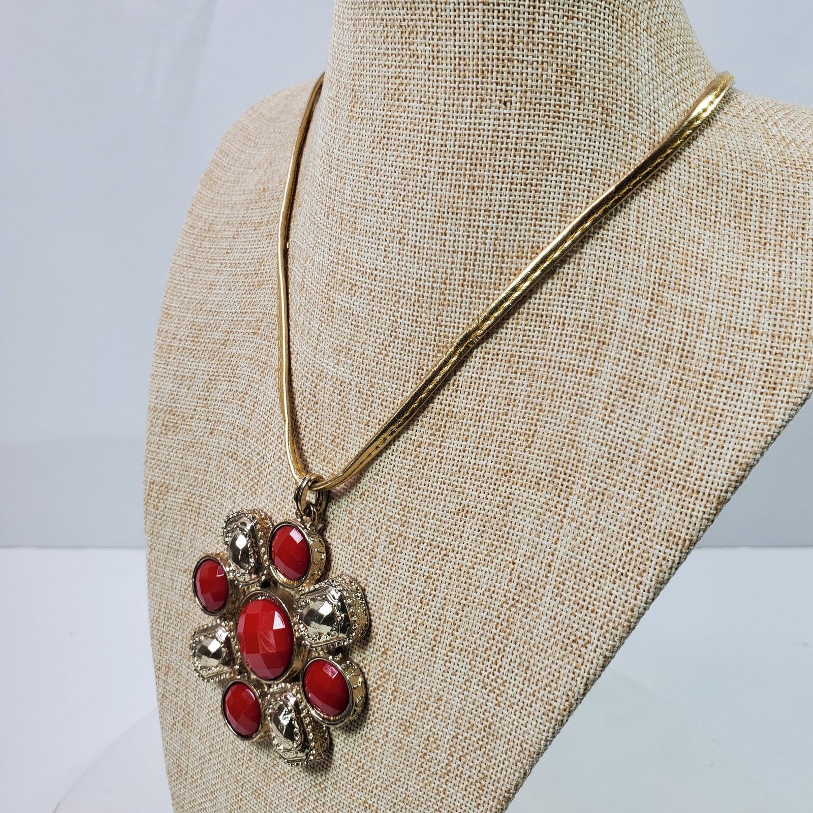 The Unbranded Brand Classy Career Pendant Necklace Red Gold Tone on Rope Size ONE SIZE - 3 Thumbnail