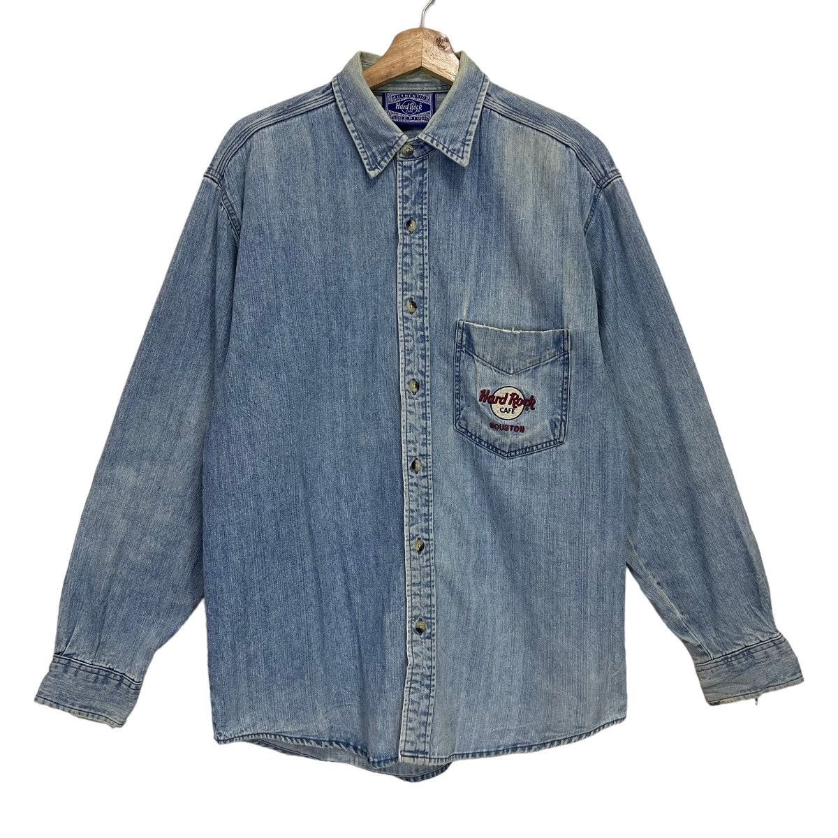 Hard Rock Cafe DISTRESSED!! Hard Rock Cafe Houston Jeans Shirt Size US M / EU 48-50 / 2 - 1 Thumbnail