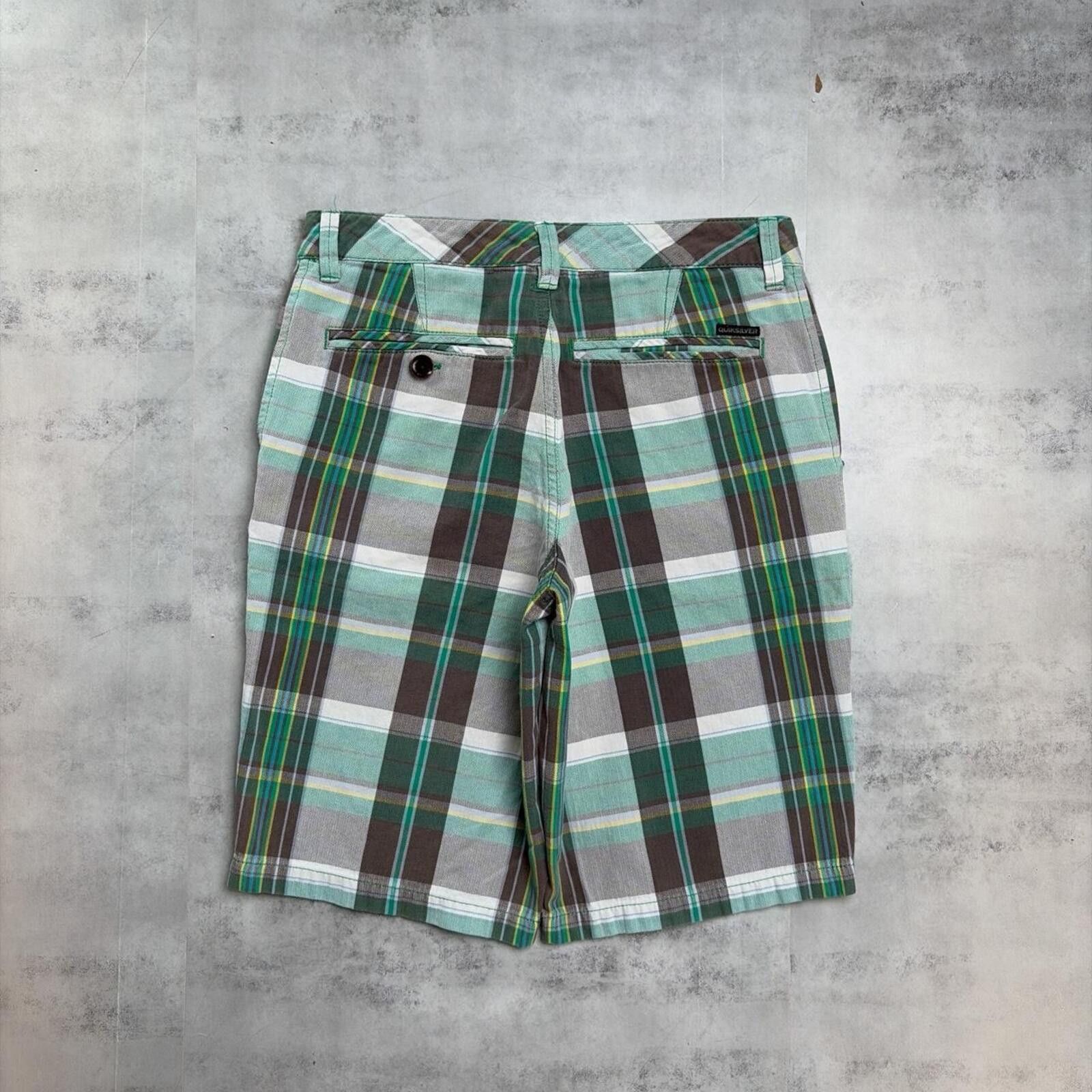 Quiksilver Y2K Green Quiksilver Surf Grunge Plaid Shorts Size 42" / US 20 - 1 Thumbnail