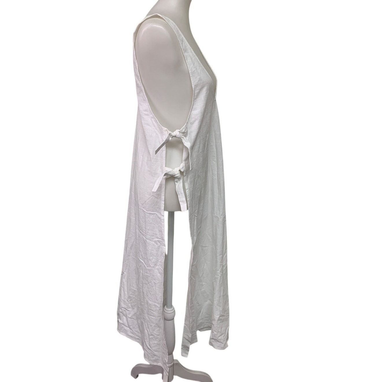 American Eagle Outfitters New Aerie Side Tie White Cotton Maxi Dress Swim Coverup Cape Size S / US 4 / IT 40 - 6 Thumbnail