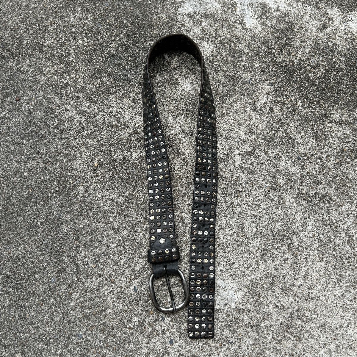 Genuine Leather Vintage studded leather belt Black (Kapital Style) Size ONE SIZE - 9 Thumbnail