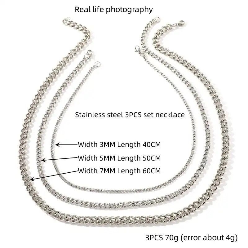 Jewelry Necklace Set For Both Men And Women Style Stainless Steel Size ONE SIZE - 4 Thumbnail