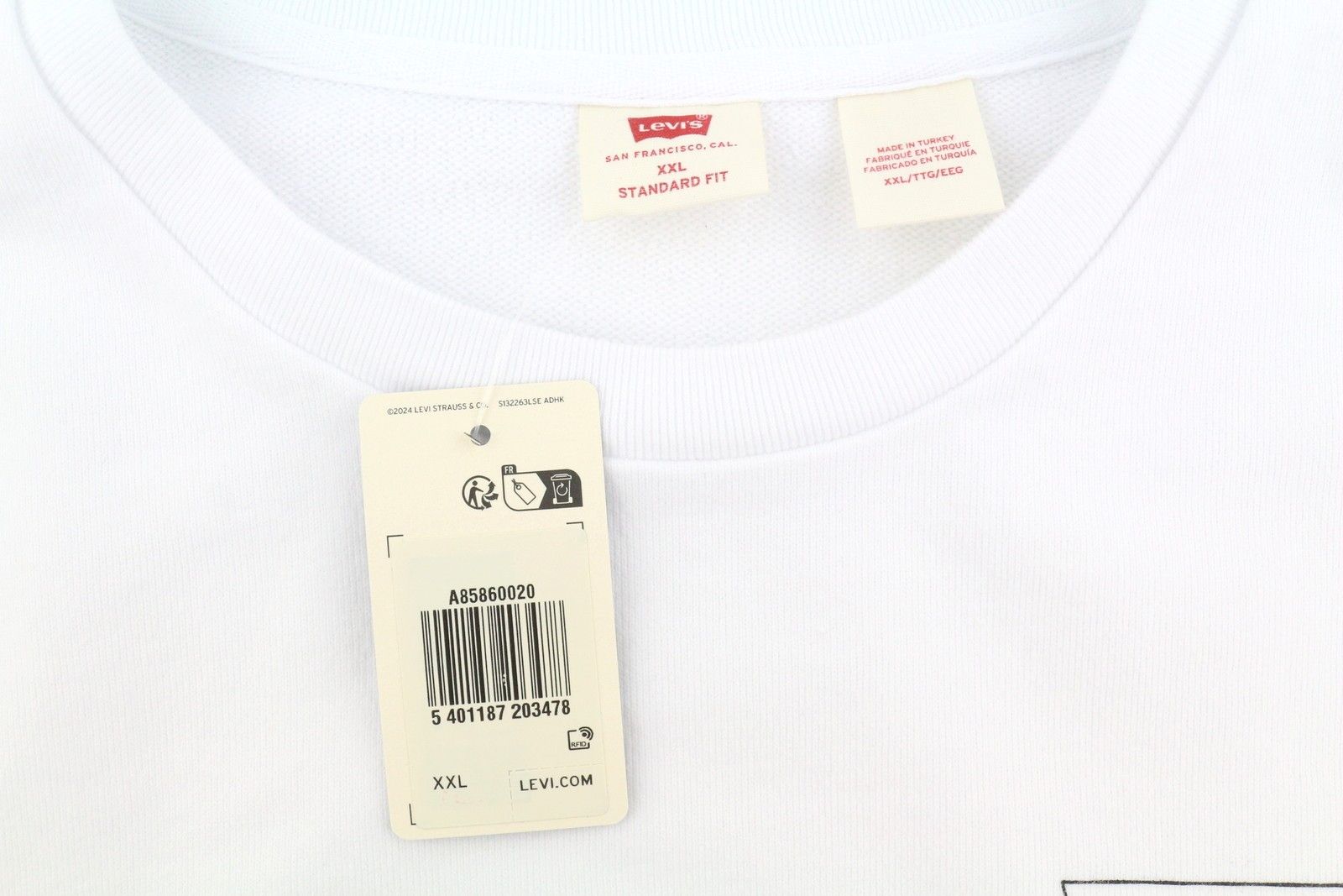 Levi's STANDARD FIT 2XL White Graphic Logo Crew Pullover 87097 Size US XXL / EU 58 / 5 - 9 Thumbnail