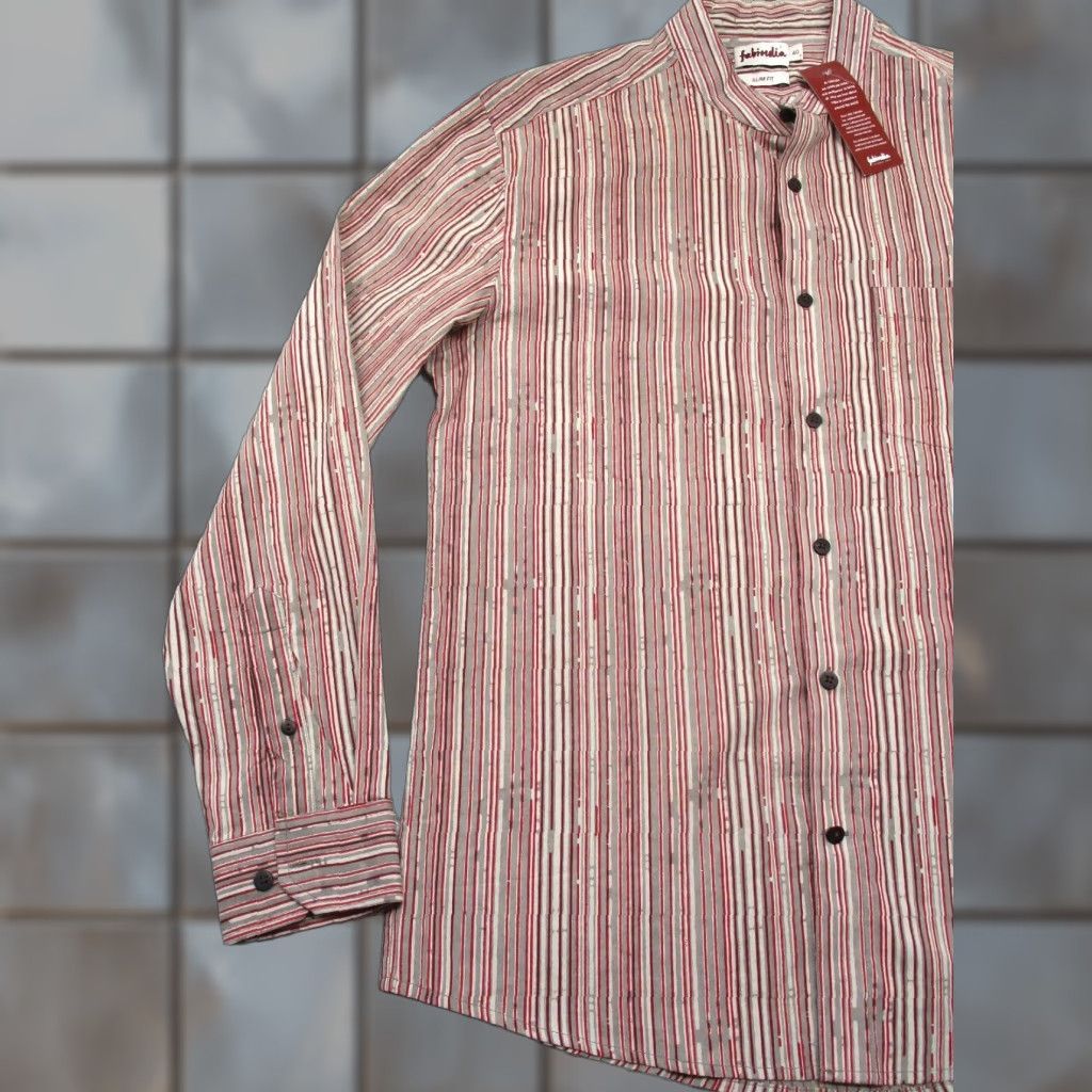 Vintage Fabindia Shirt Mens 40 Long Sleeve Button Up Band Collar Roll Up Sleeves New Size US L / EU 52-54 / 3 - 1 Thumbnail