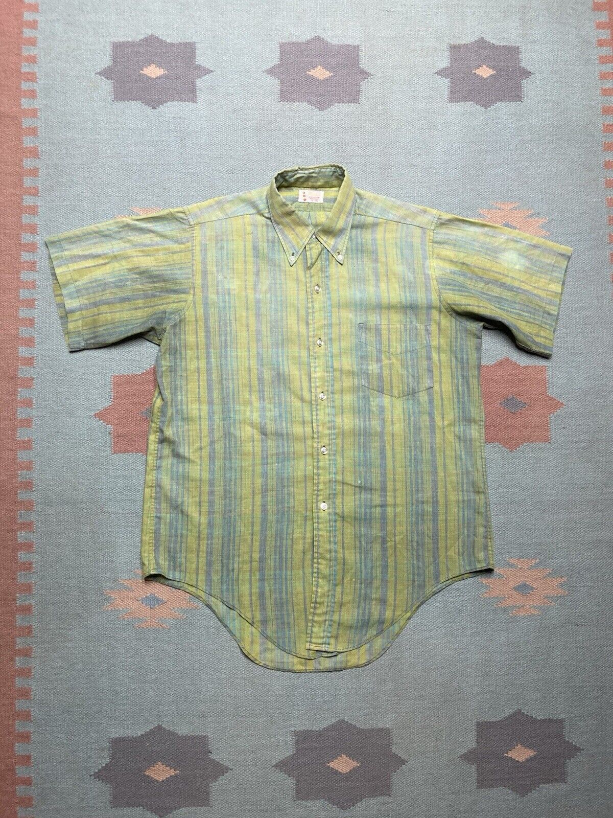 Vintage VTG 60s button shirt striped lightweight cotton medium Size US M / EU 48-50 / 2 - 1 Thumbnail