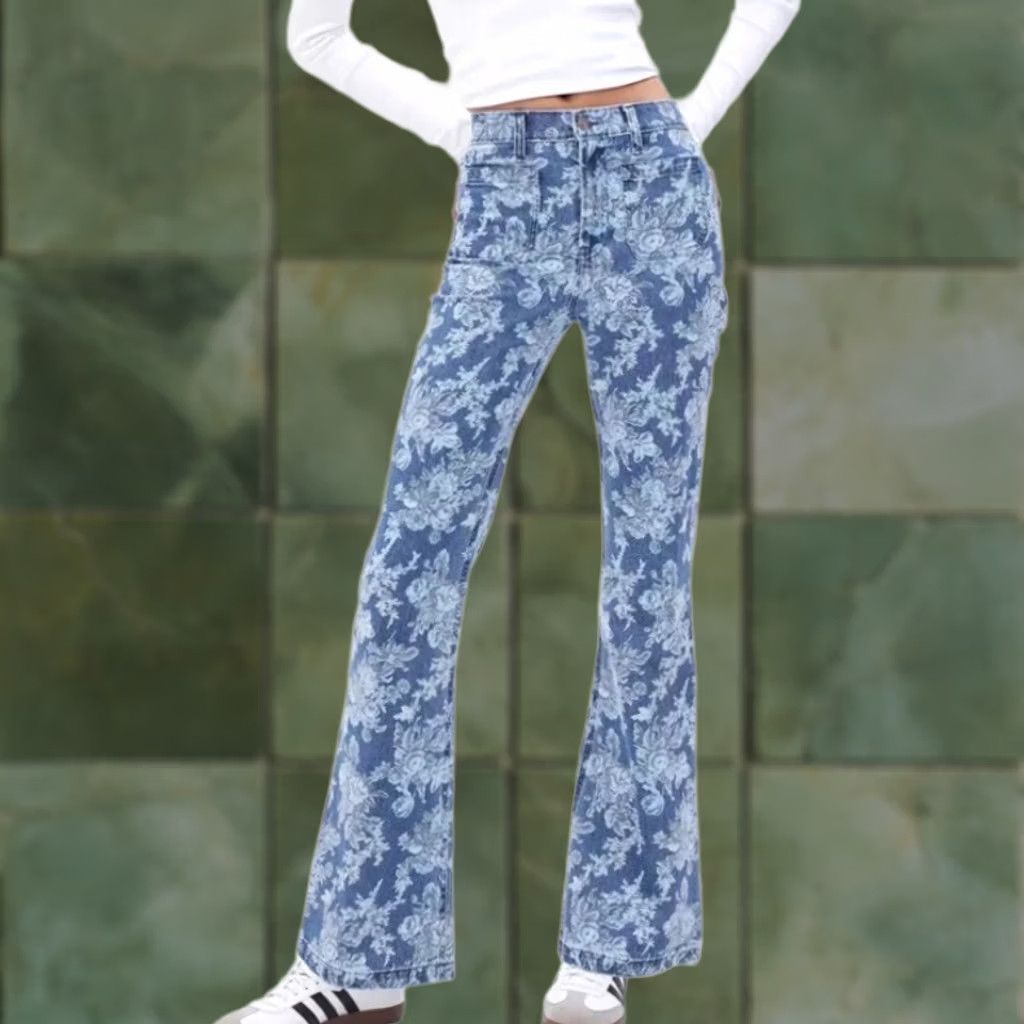 Gap GAP x Love Shack Fancy 70's Flare High Rise Jeans Sz 16 Floral 26x30 Blue Vintage Retro Women Jeans Size 38" / US 16 / IT 52 - 1 Thumbnail