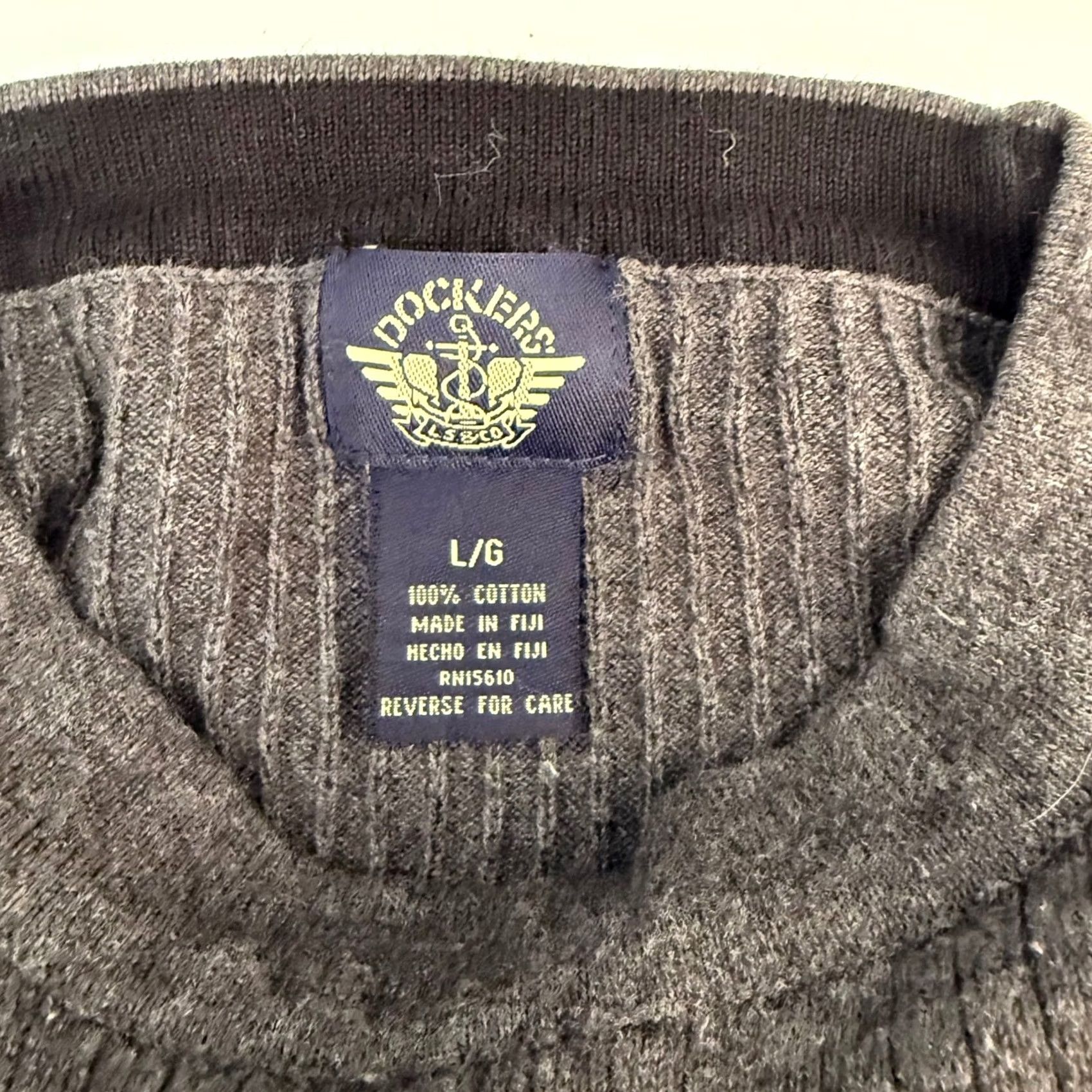 Dockers Dockers Sweater Mens L Grey Ribbed Knit Cotton Stripe Crew Neck Pullover 90s Y2K Size US L / EU 52-54 / 3 - 3 Thumbnail