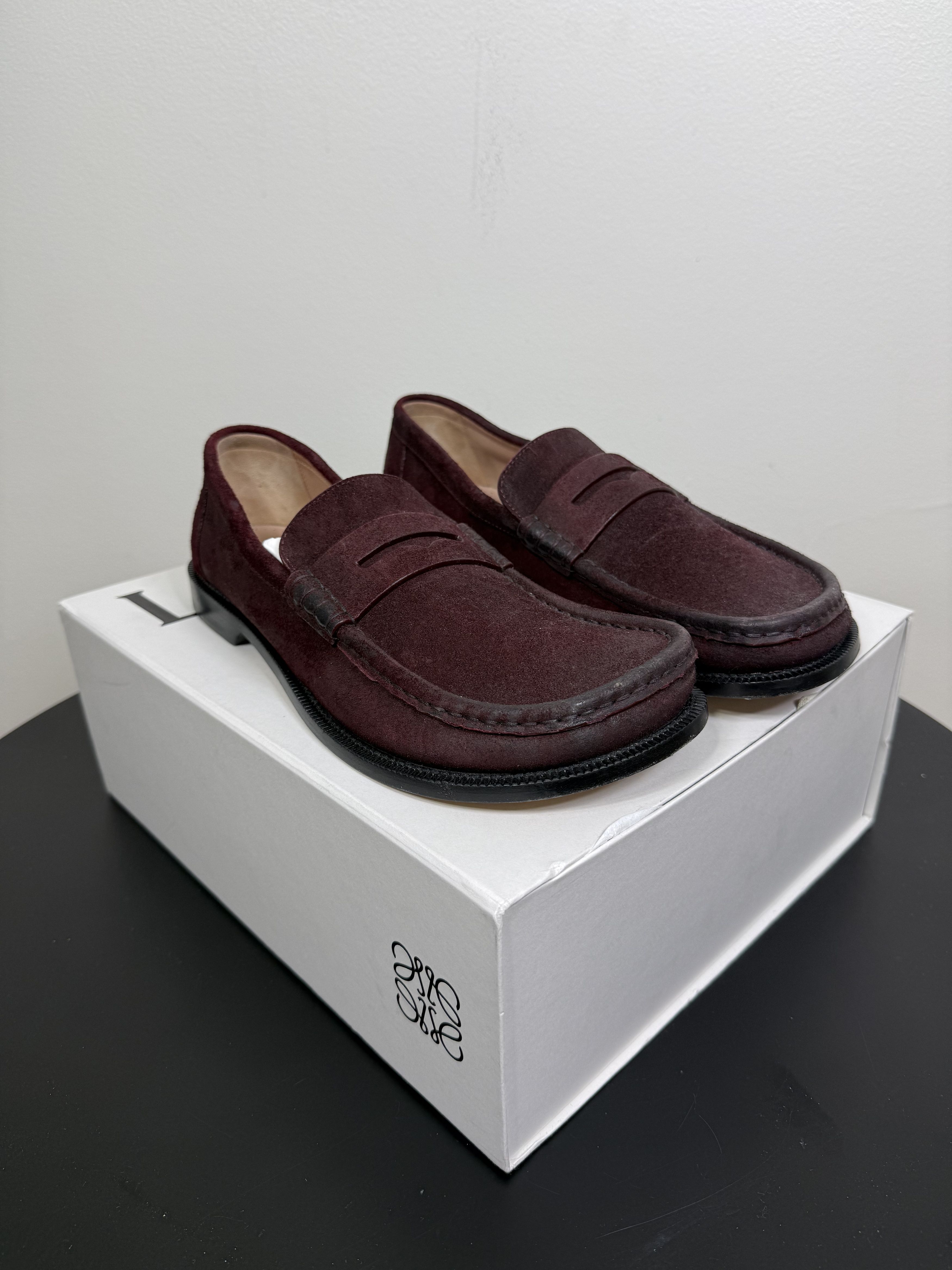 Loewe Maroon Suede Campo Loafers Size US 9 / EU 42 - 1 Thumbnail