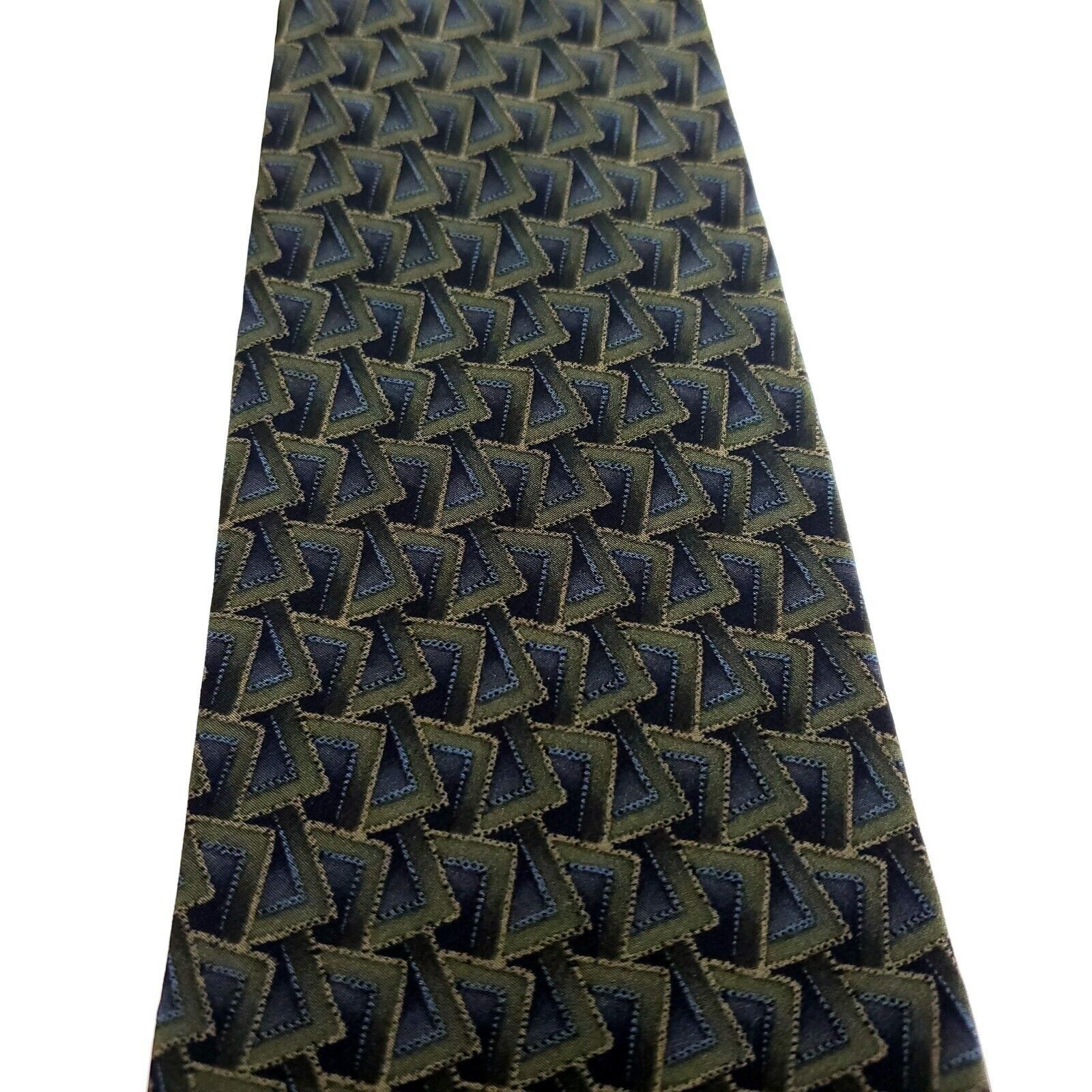 Dockers Dockers Green Silk Tie Woven Wide Geometric Size ONE SIZE - 2 Thumbnail