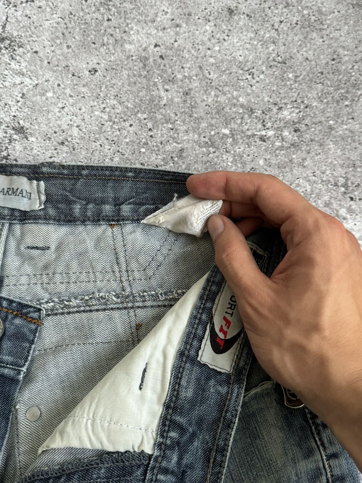 Armani × Vintage Vintage Armani Y2K distressed trash denim pants Size US 30 / EU 46 - 8 Thumbnail