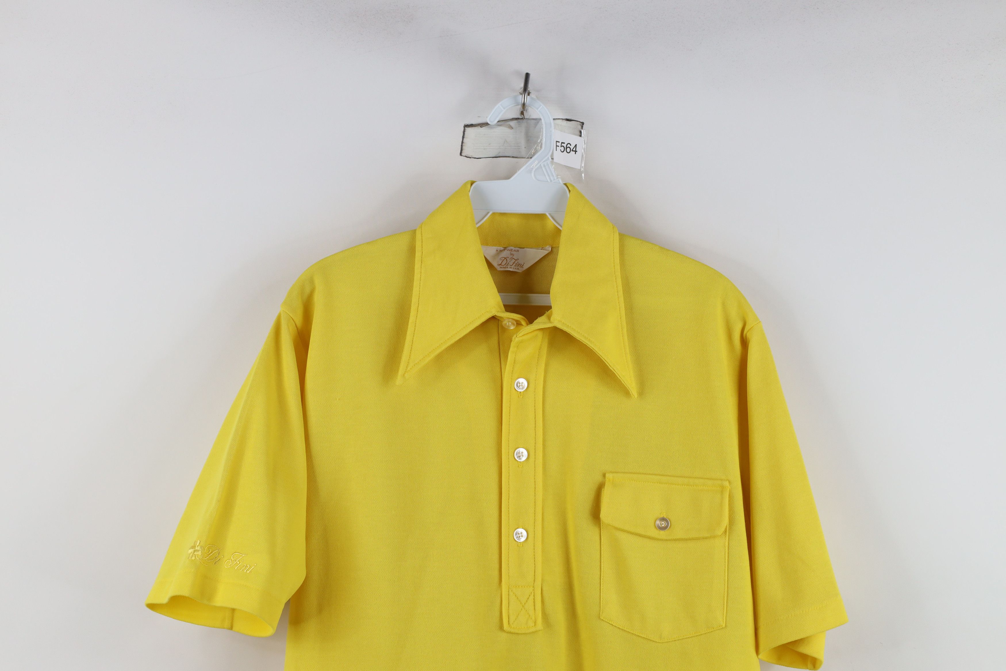 Vintage Vintage 70s Streetwear Collar Knit Polo Shirt Yellow USA Size US L / EU 52-54 / 3 - 2 Thumbnail