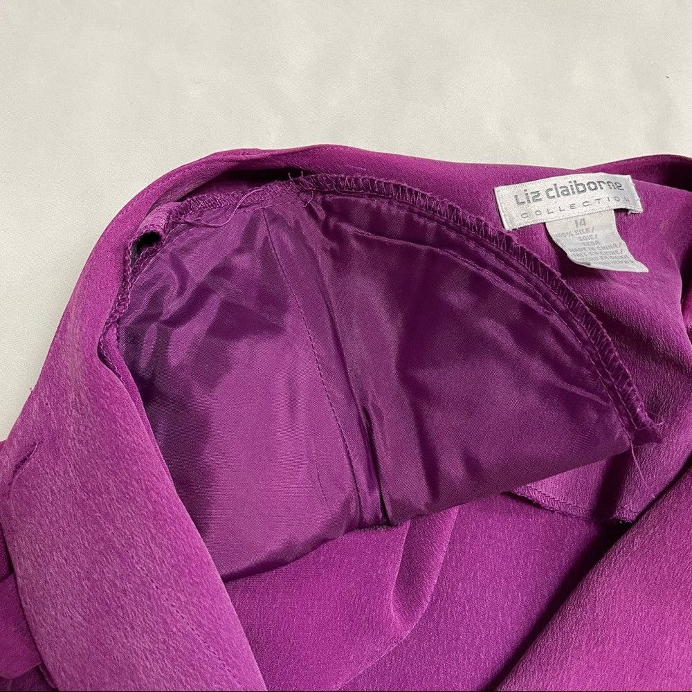 Other Vintage Liz Claiborne Silk Berry Wine Jacket Shirt Size 14 Size XL / US 12-14 / IT 48-50 - 7 Thumbnail