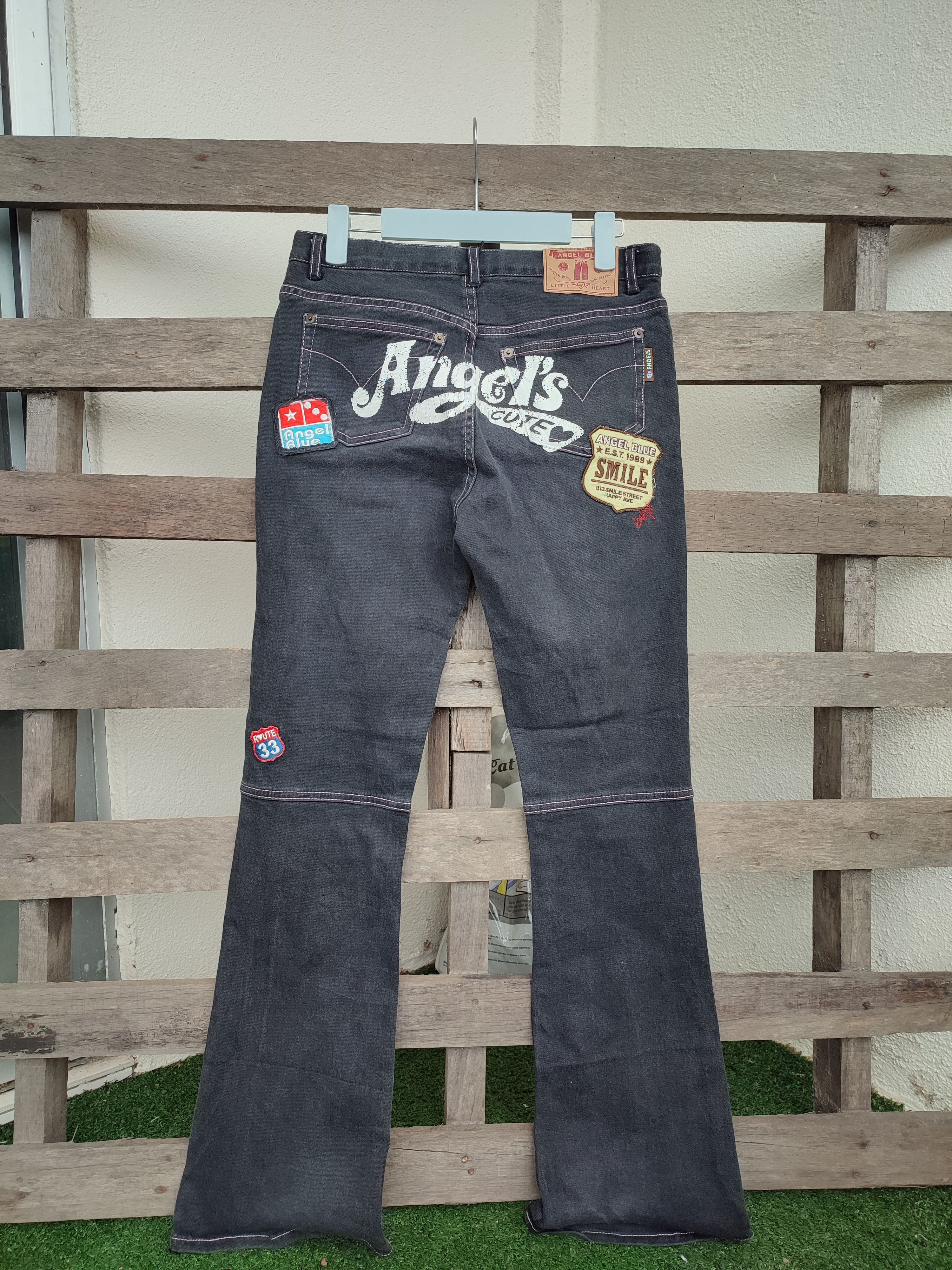 Angel Blue 💥Flare💥 Crazy Rare Angel Blue Patchwork Vintage Denim Size US 29 - 1 Thumbnail