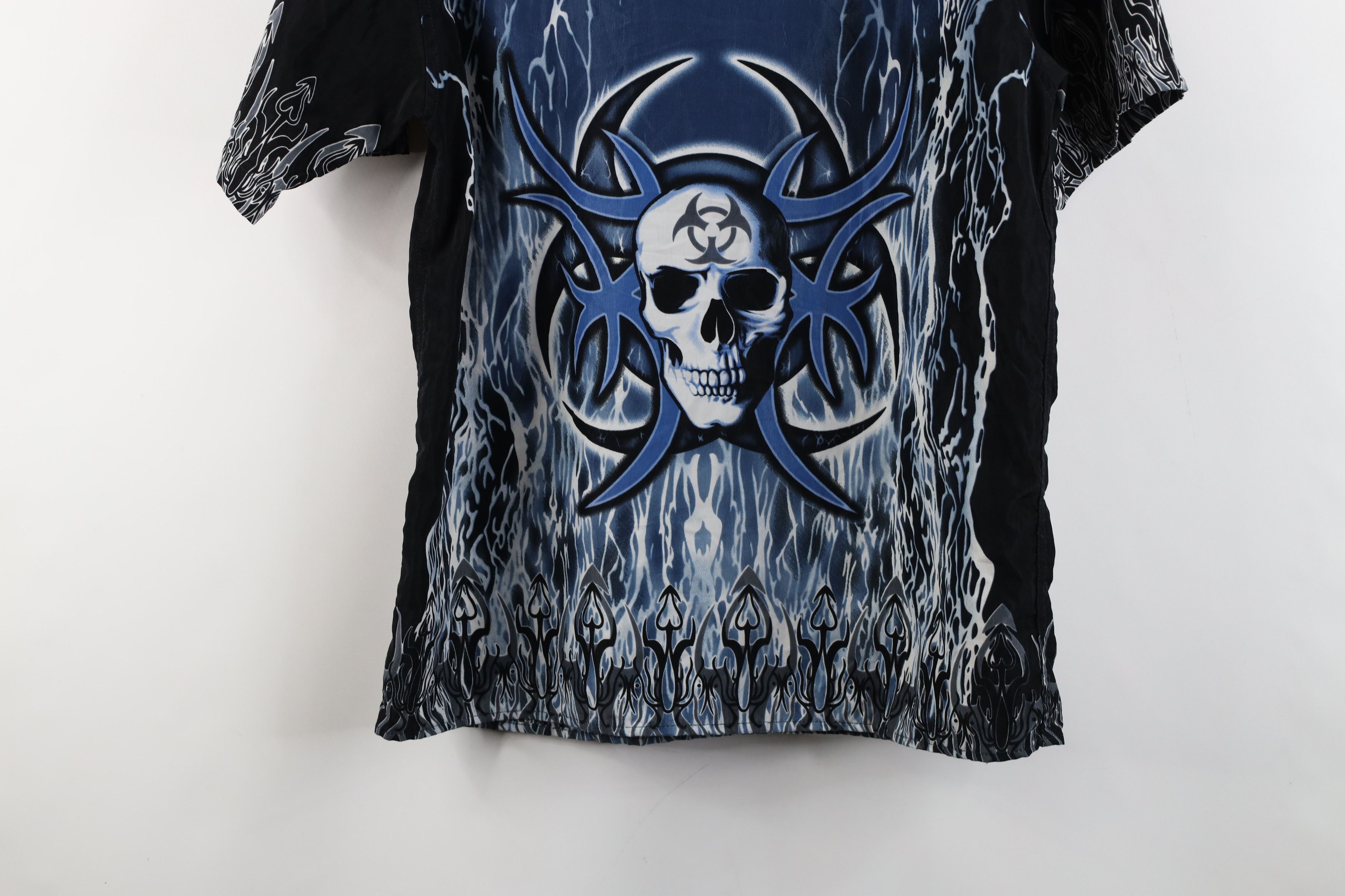 Vintage Vintage 90s Y2K Streetwear Skull Fire Flames Button Shirt Size US S / EU 44-46 / 1 - 13 Thumbnail