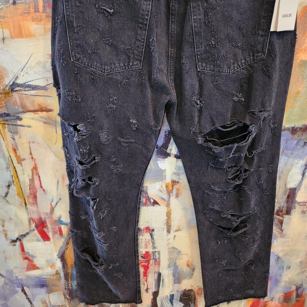 Agolde AGolde Destroyed Criss Cross Waist Jeans in Feverish Wash Size 32" / US 10 / IT 46 - 4 Thumbnail
