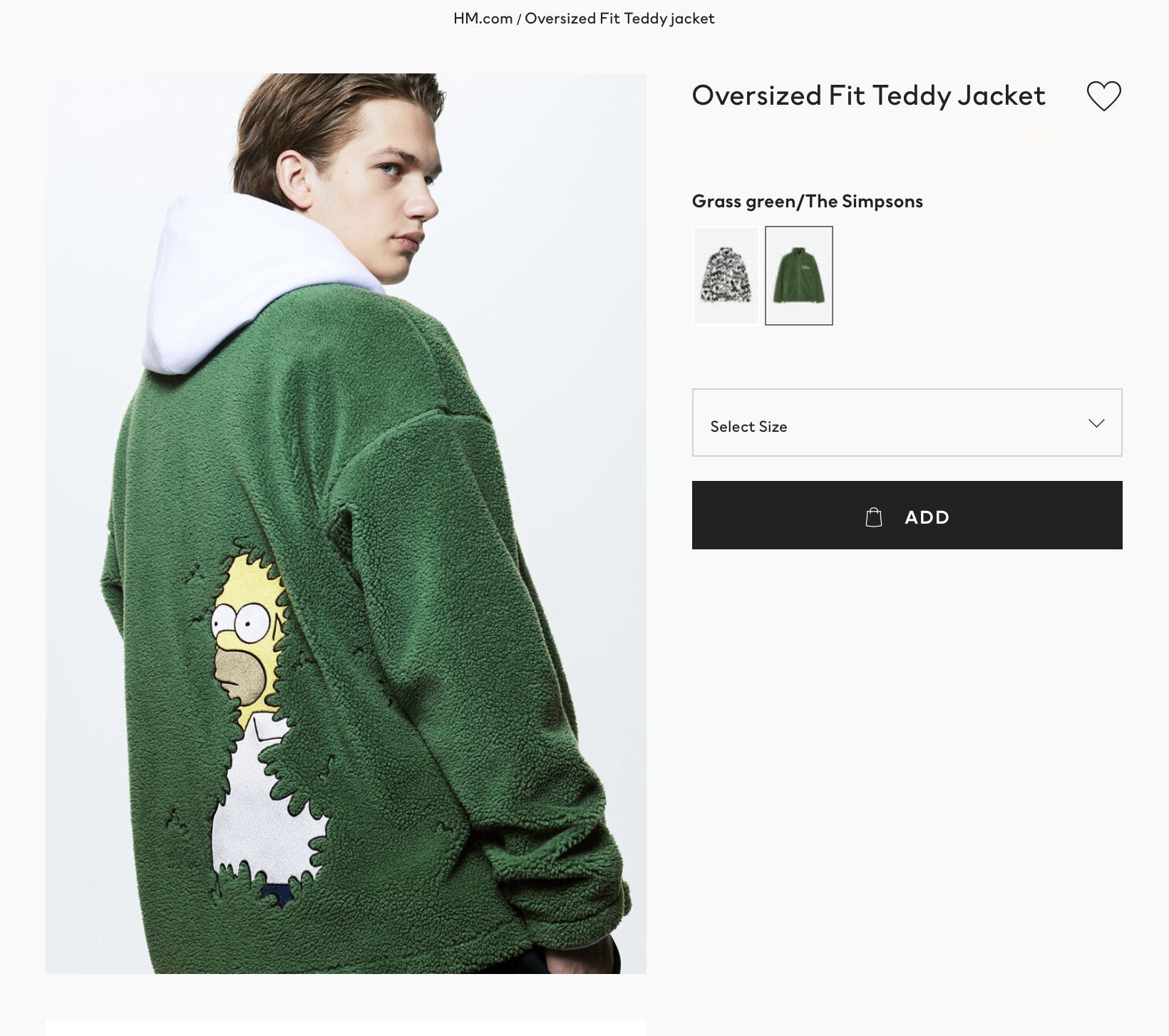 Oversized Fit Teddy Jacket - Grass green/The Simpsons - Men