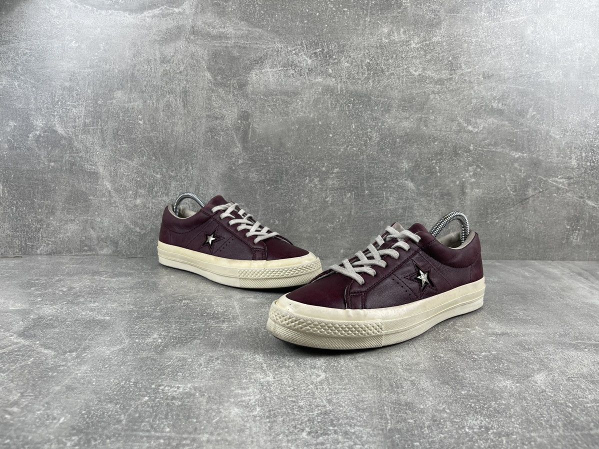 Converse × Vintage Vintage Converse One Star Burgundy Leather Sneakers Shoes Size US 5 / IT 35 - 4 Thumbnail