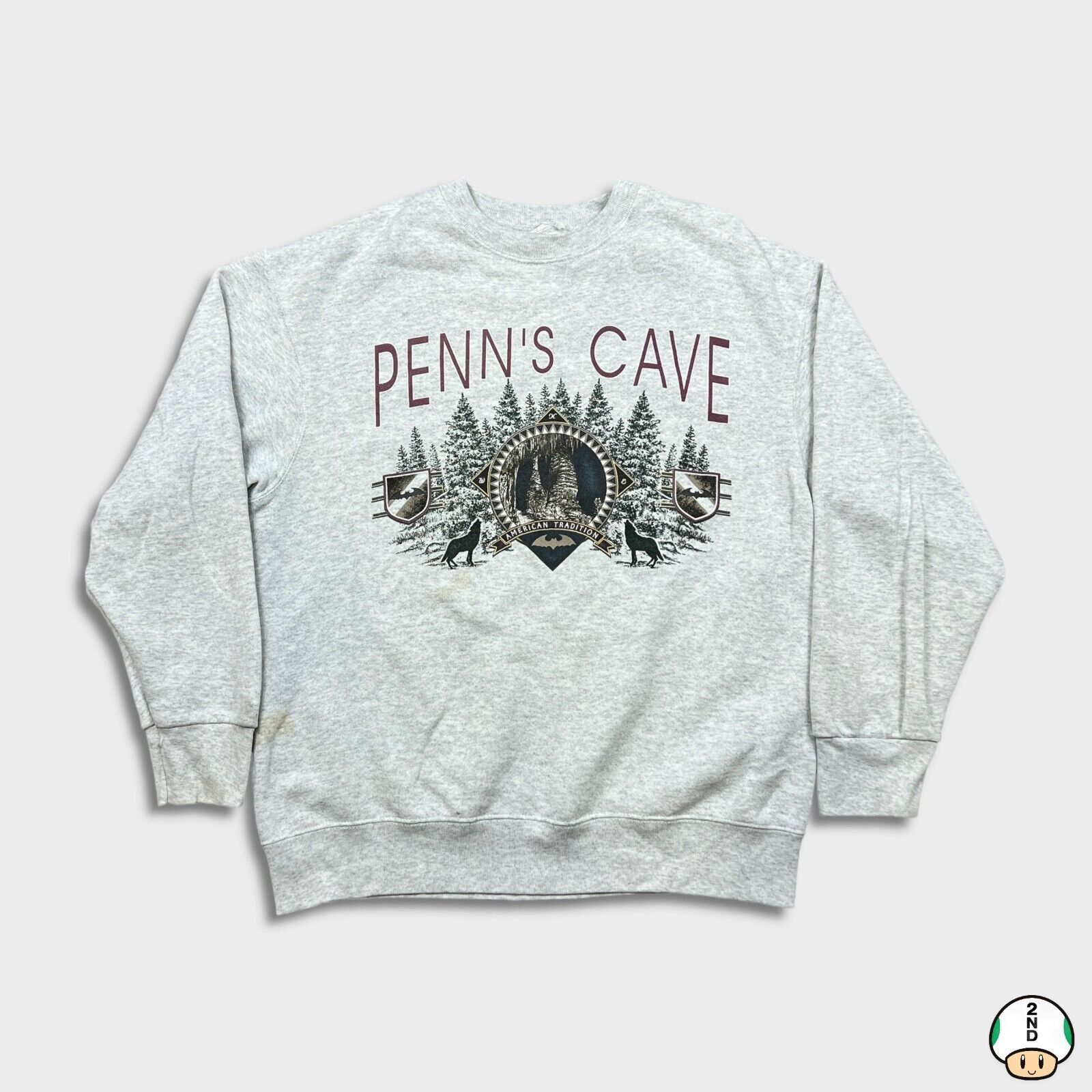 Vintage Vintage 90s Penn's Cave Sweatshirt Medium Gray Wolf Animal Size US M / EU 48-50 / 2 - 1 Thumbnail