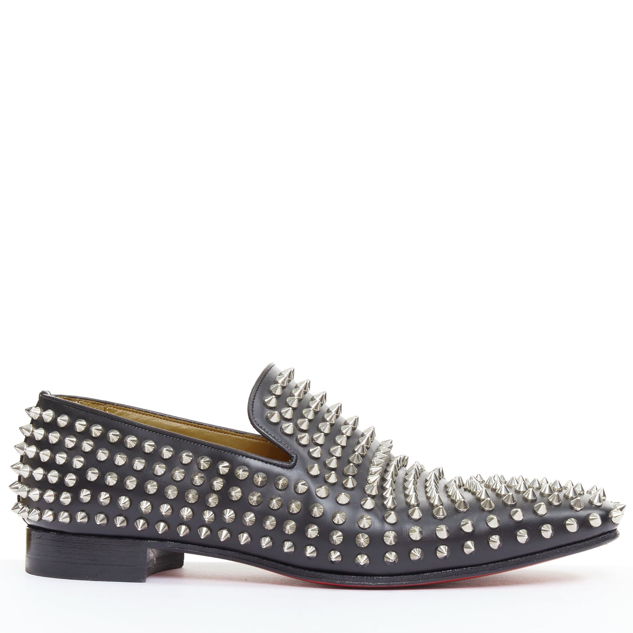 Christian Louboutin CHRISTIAN LOUBOUTIN Rollerboy black silver leather spike stud loafers EU40.5 Size US 7.5 / EU 40-41 - 1 Thumbnail